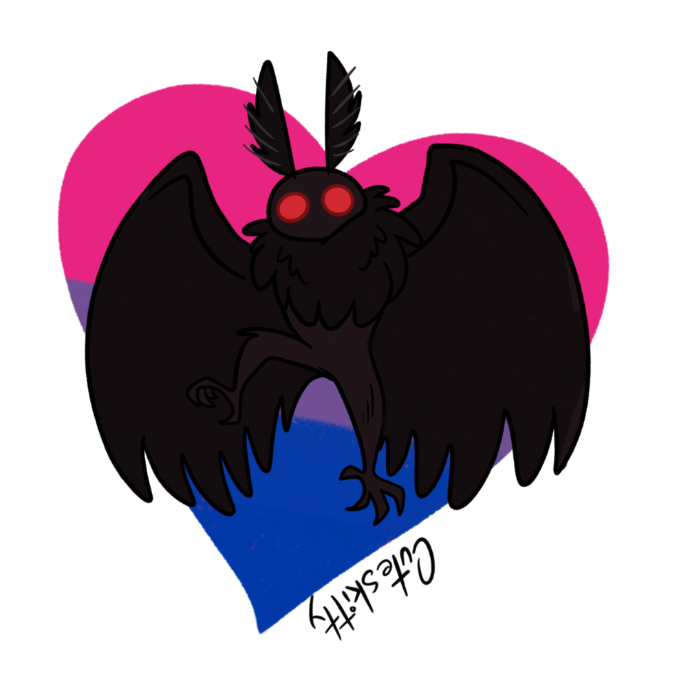 1000x1010 mothman pride. Mothman, Scary image, Creature drawings, Phone