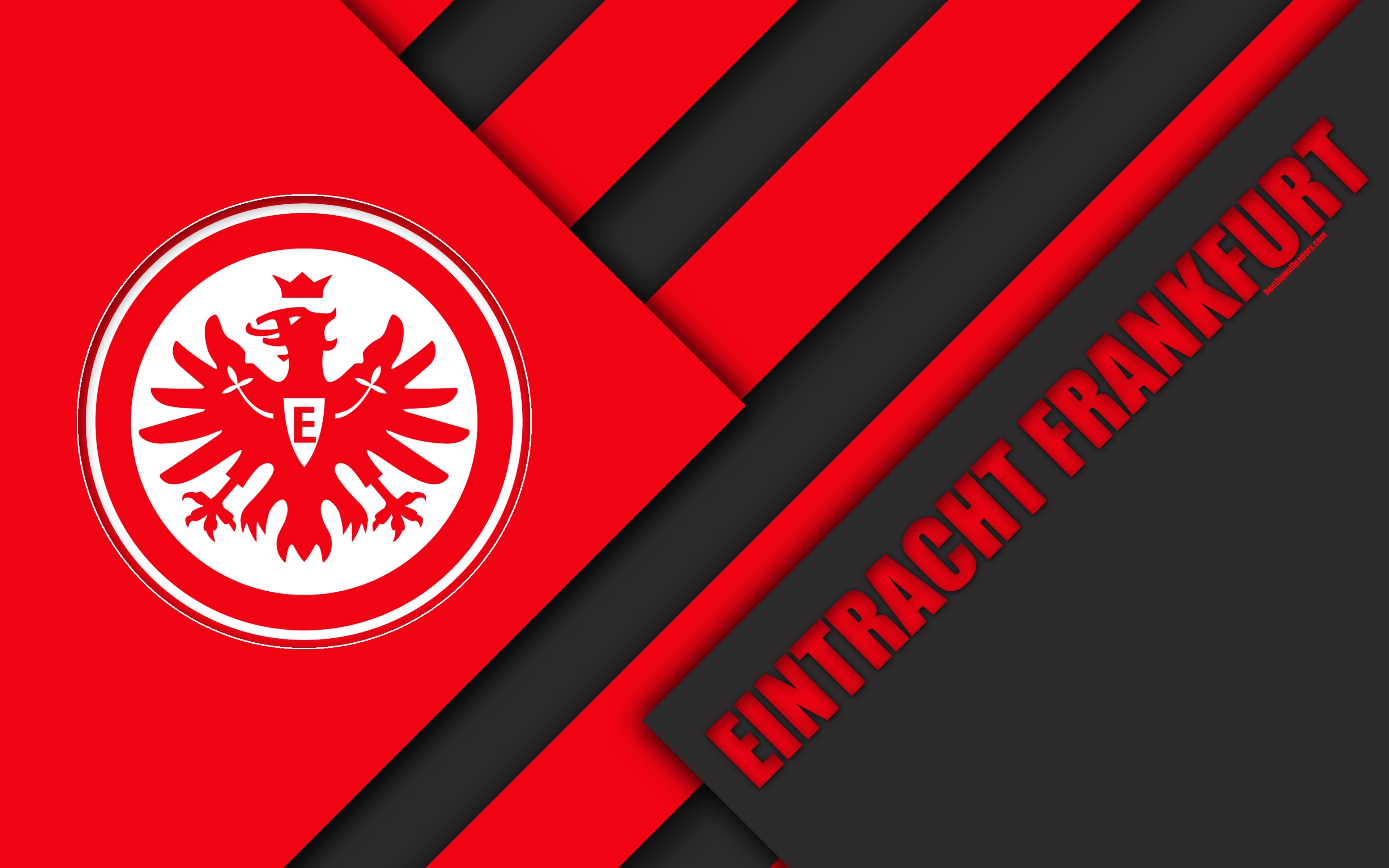 3840x2400 Download wallpaper Eintracht Frankfurt FC, 4k, material design, Desktop