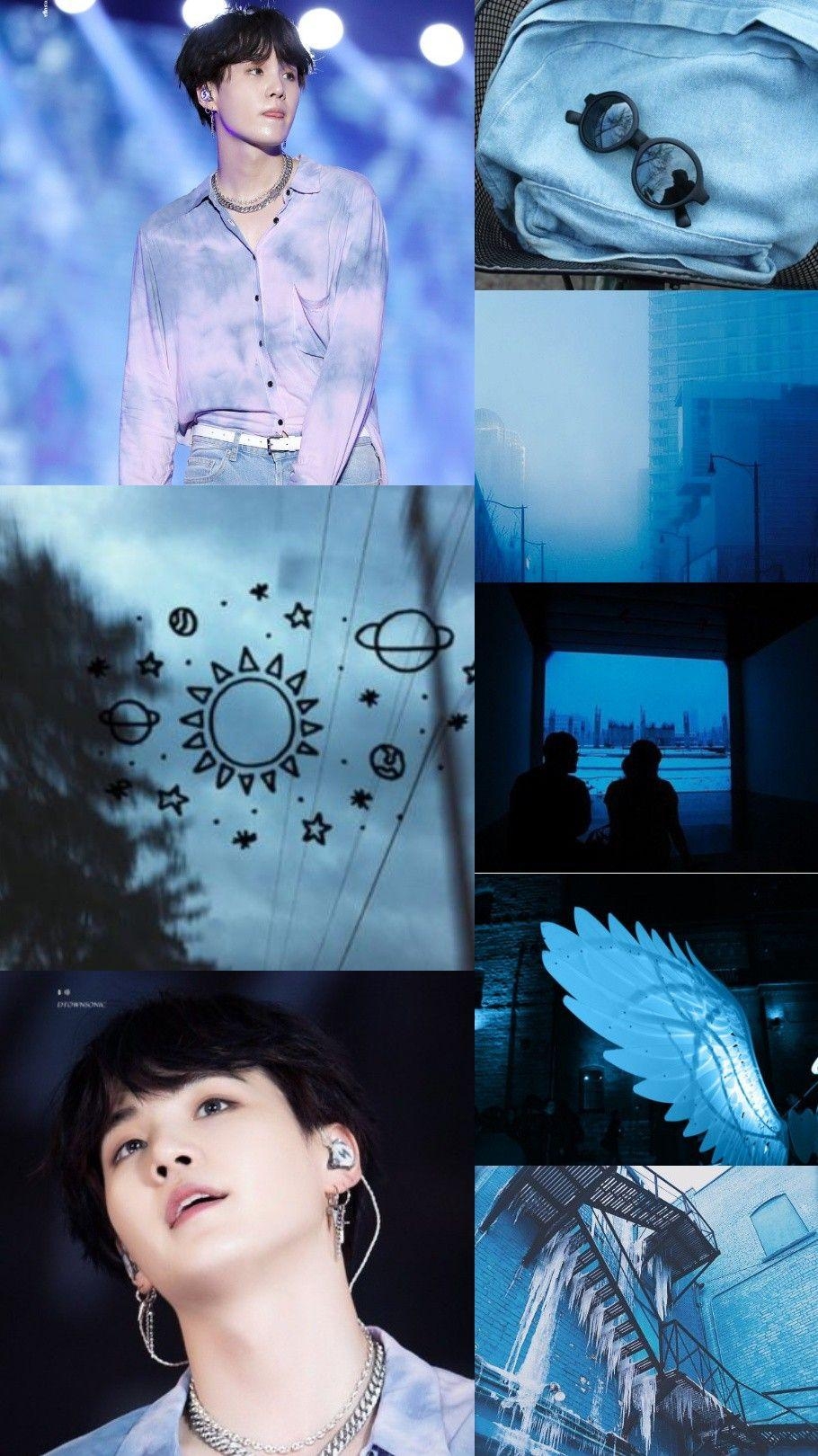 910x1620 Bts Suga light blue and black aesthetic lockscreen in 2019, Phone