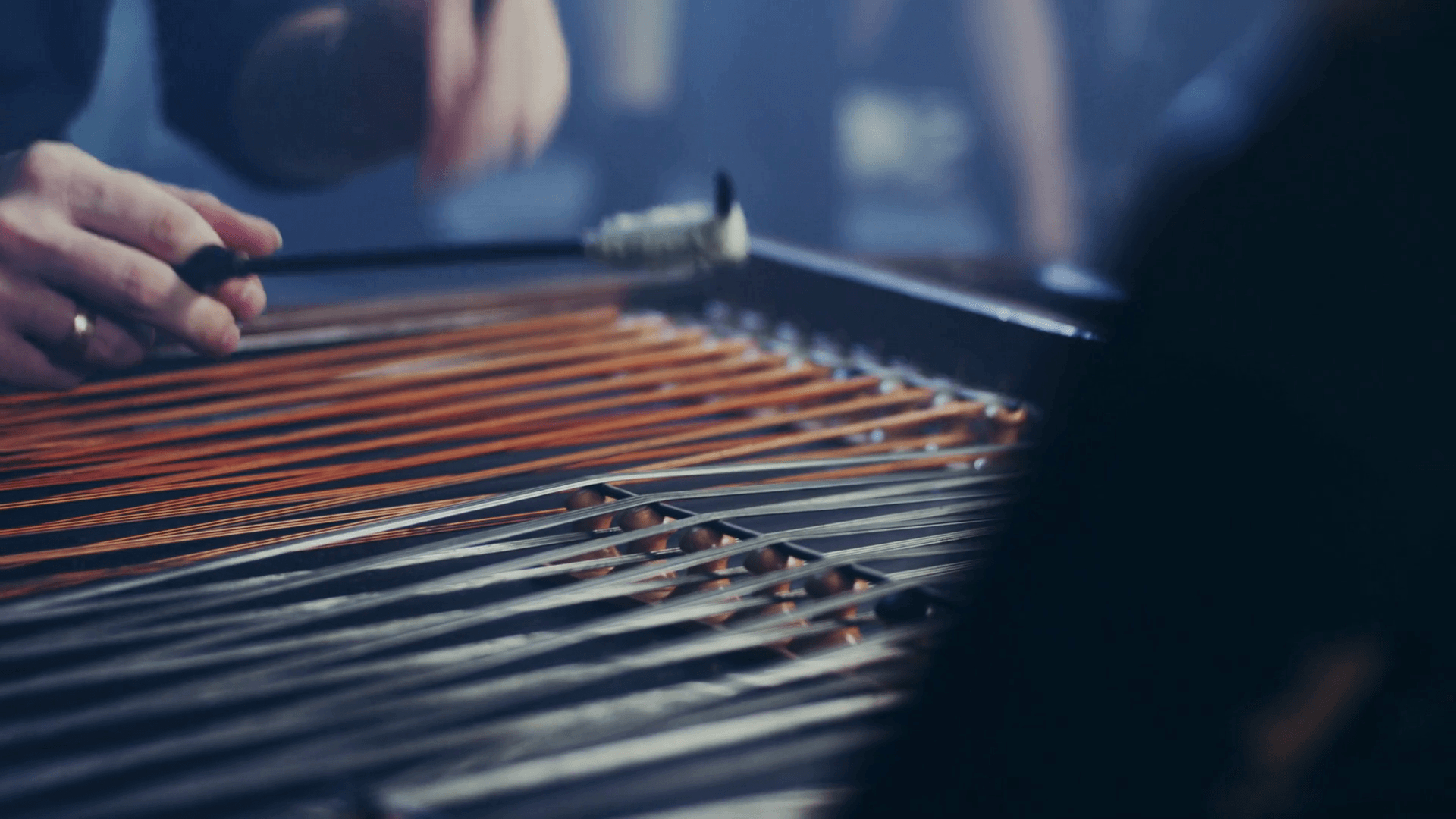 1920x1080 Cimbalom string music instrument. Close up of cimbalom string. Male, Desktop