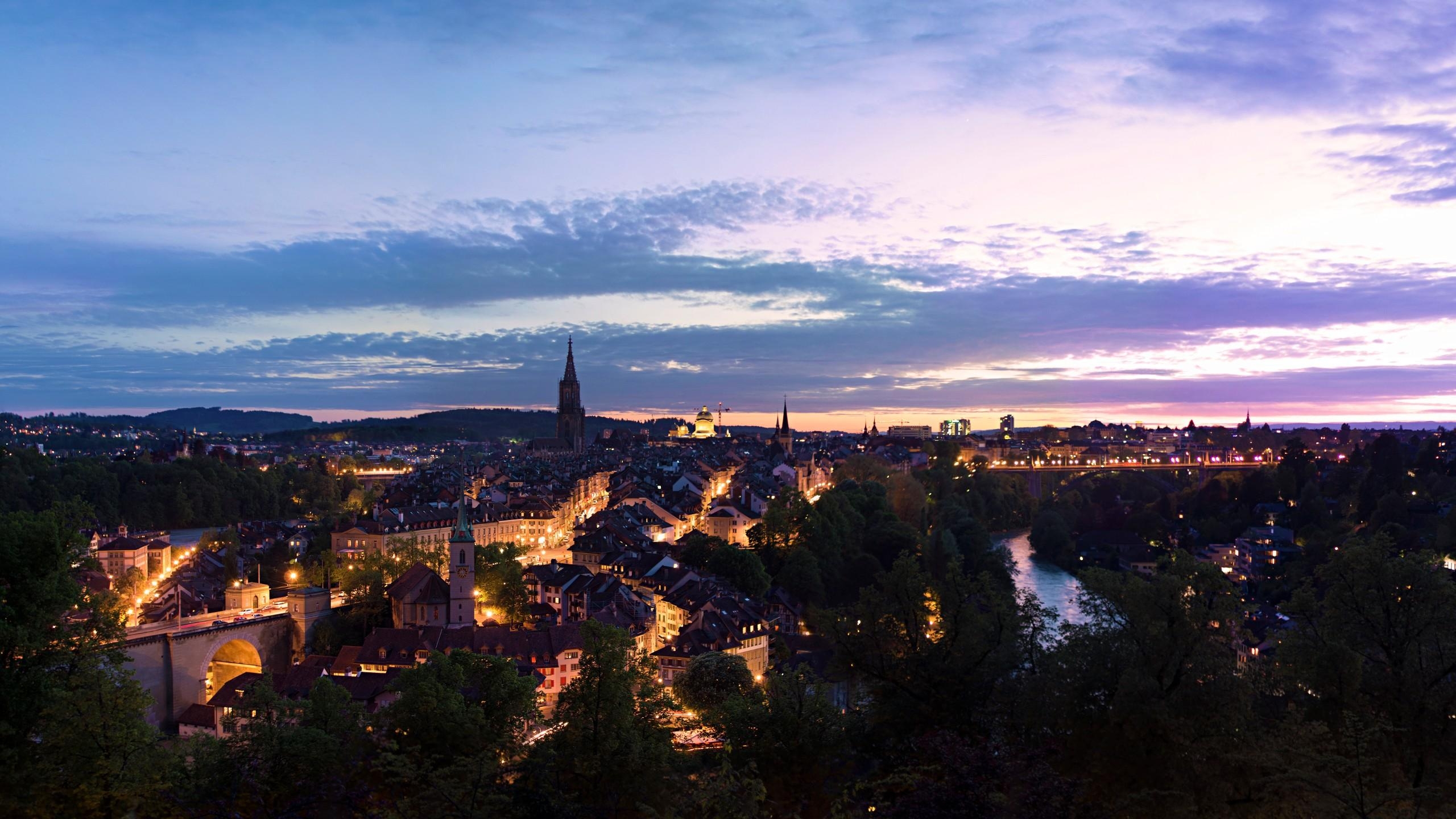 2560x1440 switzerland bern city sunset wallpaper and background, Desktop