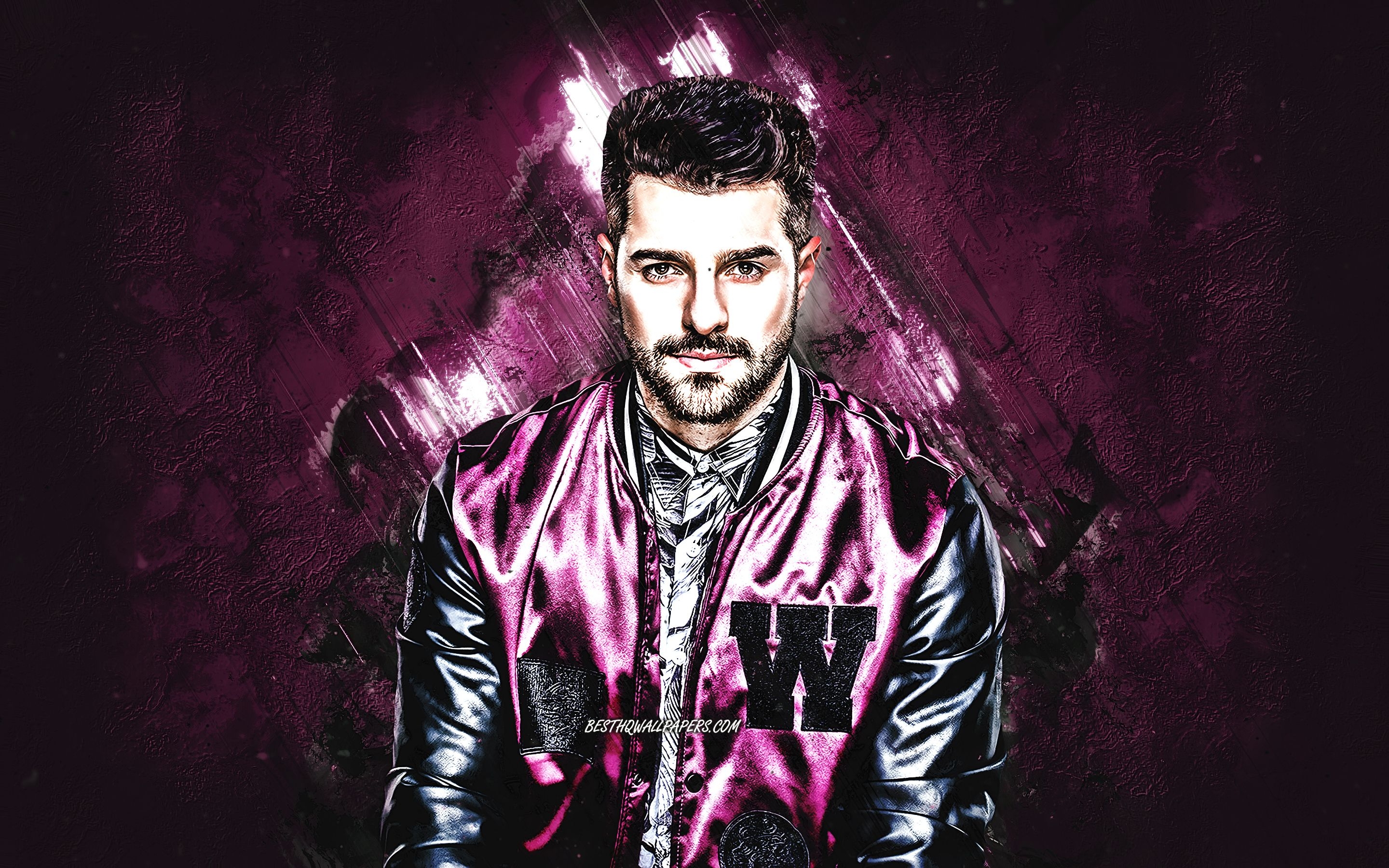 2880x1800 Download wallpaper Alok, Brazilian DJ, portrait, purple stone background, creative art, popular DJ, Alok Achkar Peres Petrillo, Alok DJ for desktop with resolution. High Quality HD picture wallpaper, Desktop