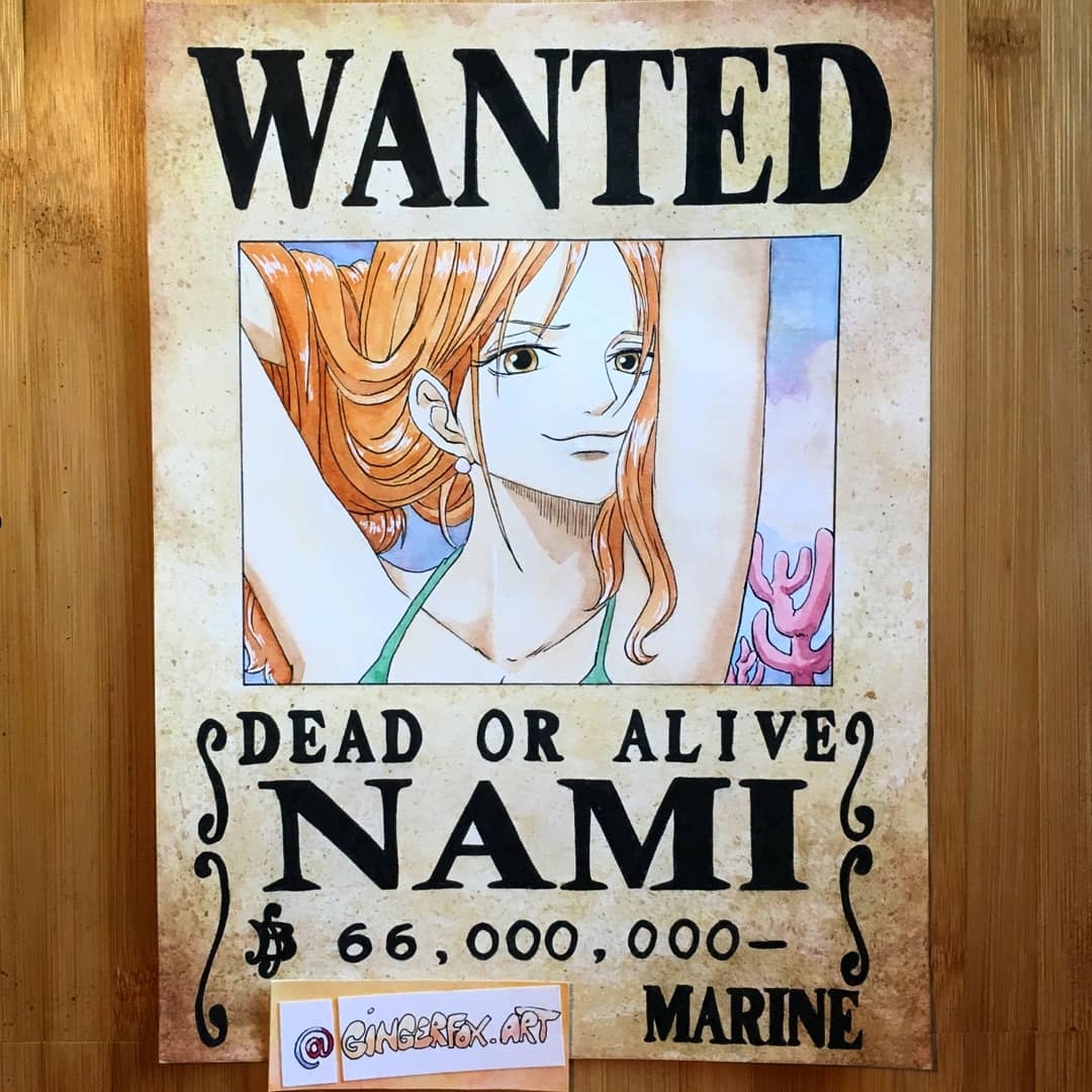 1080x1080 Nami Watercolour Wanted Poster, Phone