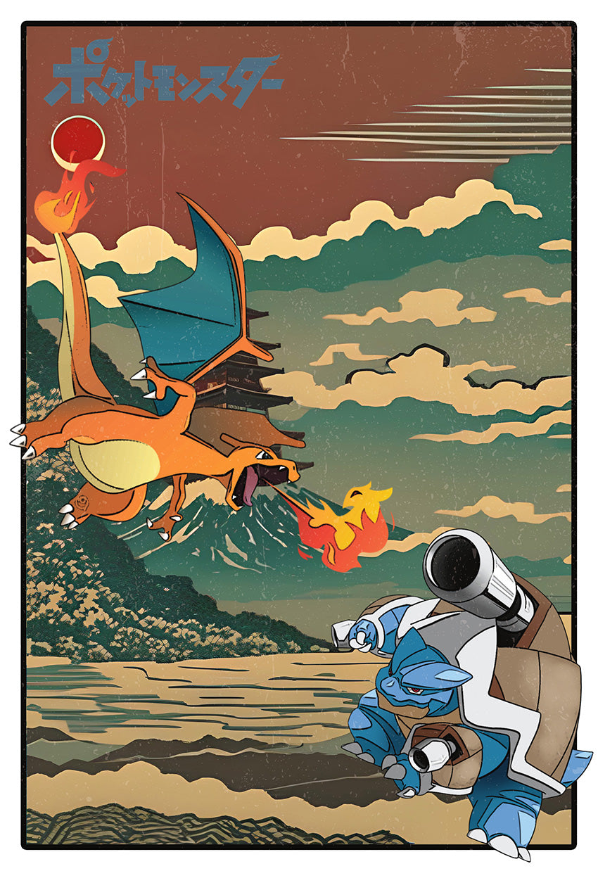 850x1240 Charizard vs Blastoise Pokemon Wall Poster P01, Phone