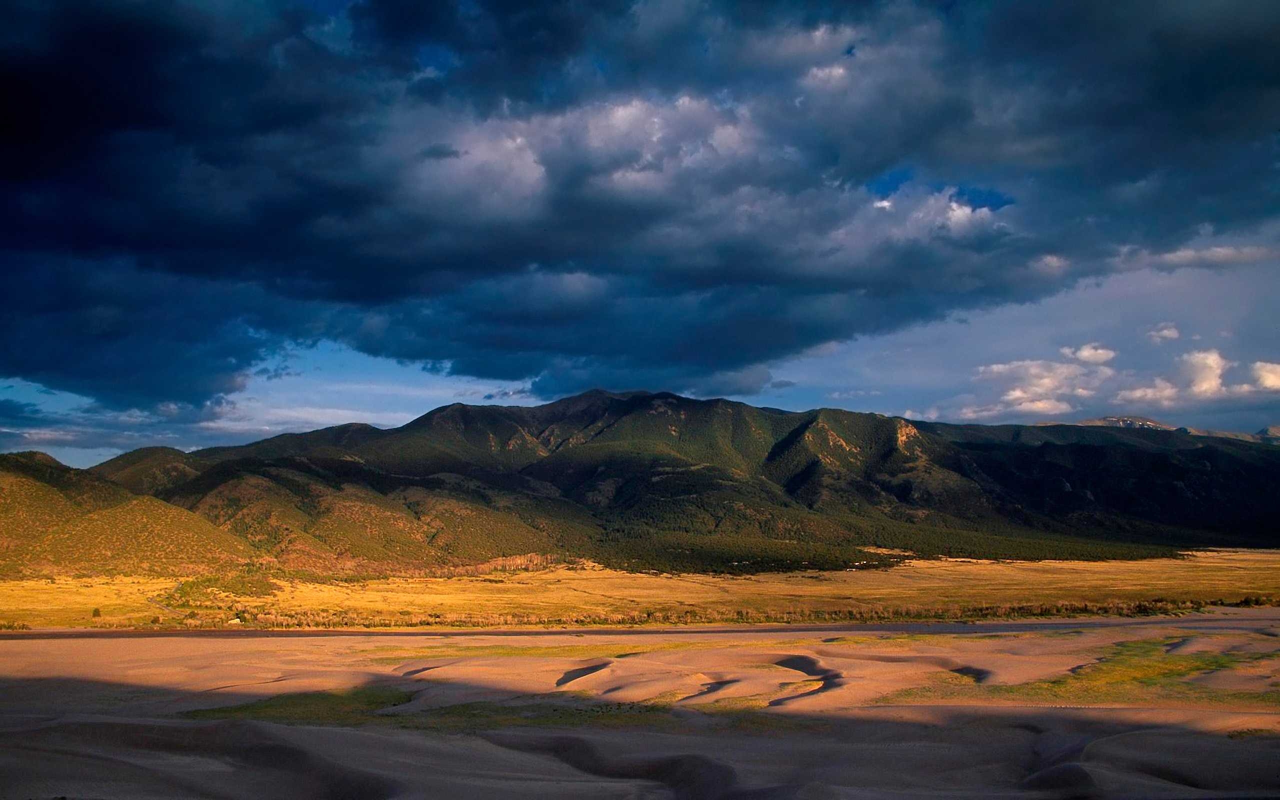 2560x1600 Nature Wallpaper Free Dark Sky Over Great Sand Dunes, Desktop