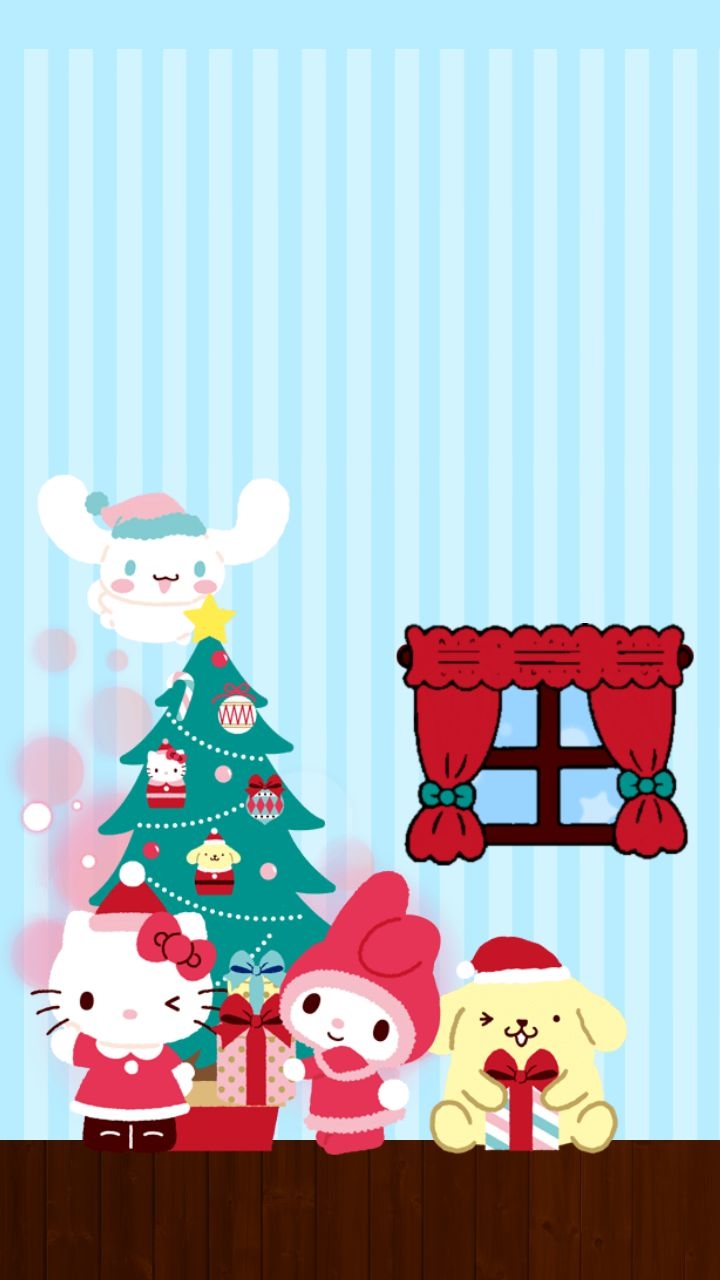 720x1280 ♡ Be Positive ♡. Hello kitty wallpaper, Hello kitty christmas, Cute christmas wallpaper, Phone