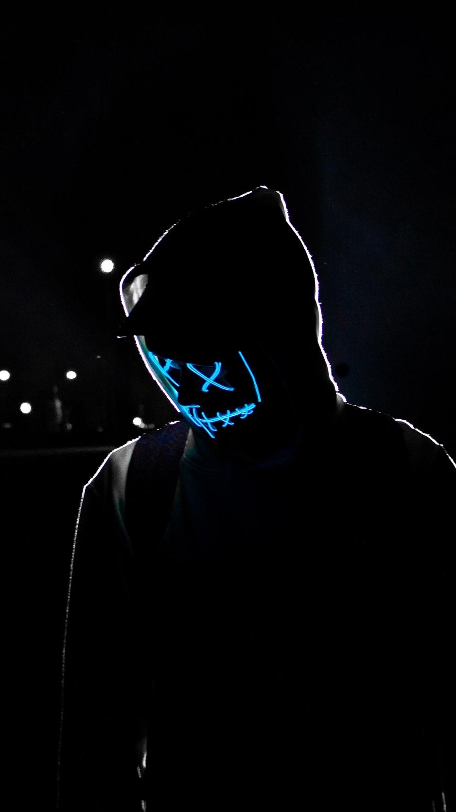 940x1670 Neon Mask Wallpaper, Phone