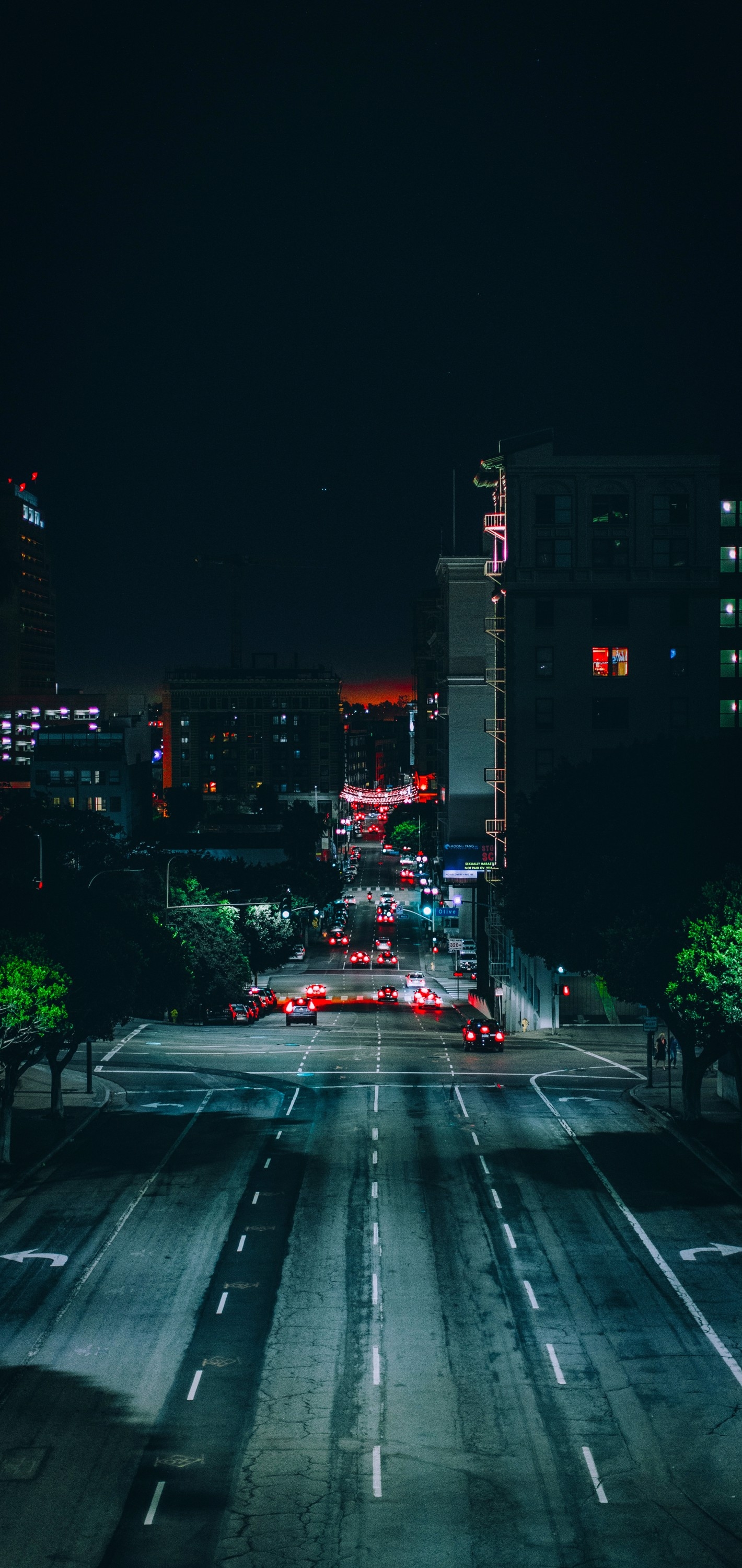 1420x3000 Wallpaper Palm Trees City, Palms, Tree, Cars, Street Light, Background Free Image, Phone