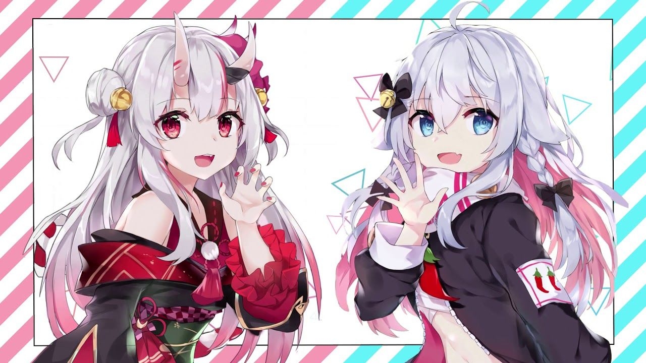 1280x720 Virtual YouTuber. Nakiri Ayame and Kagura Nana [wallpaper], Desktop