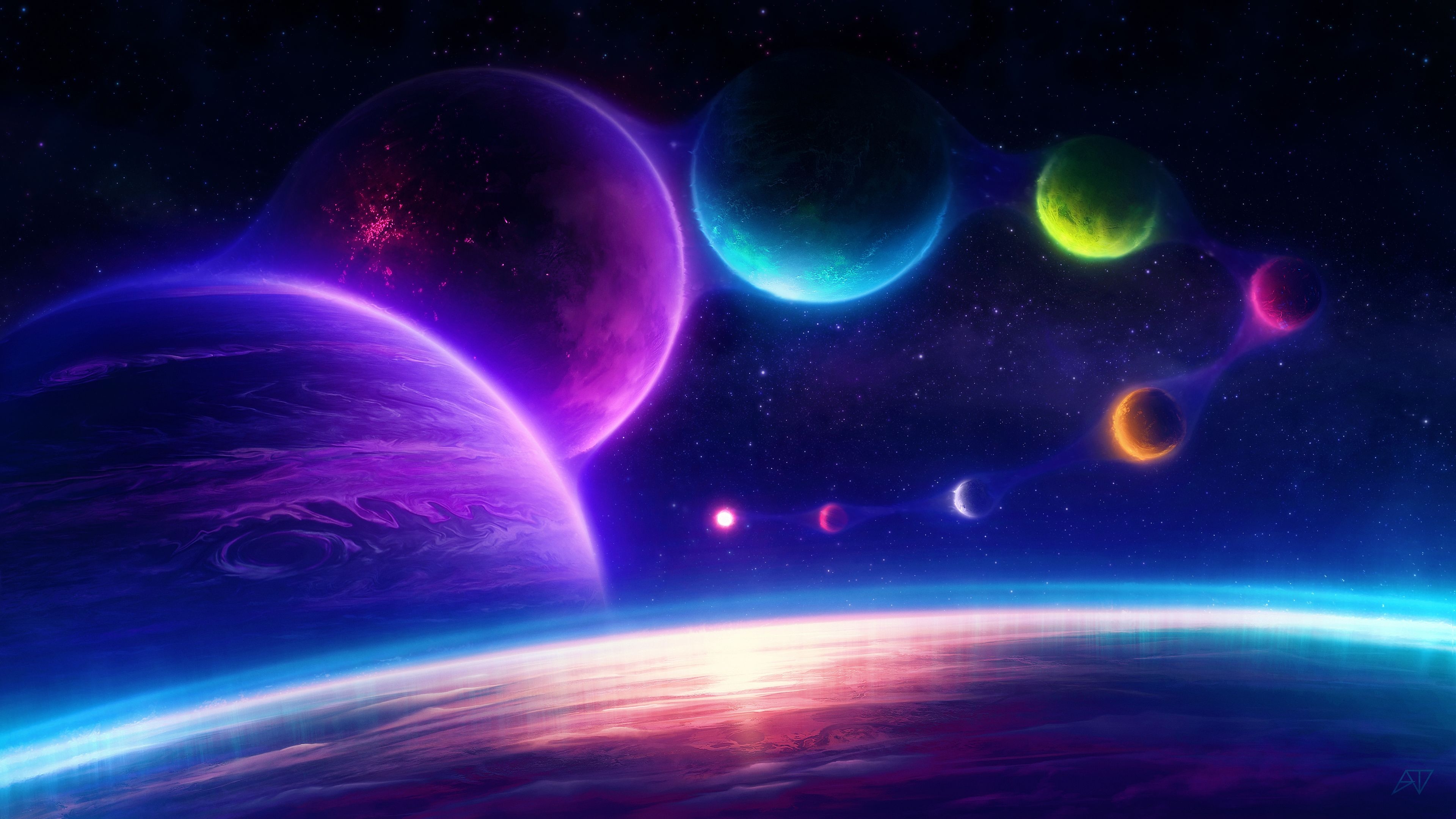 3840x2160 Colorful Planets Chill Scifi Pink 4k, HD Digital Universe, 4k Wallpaper, Image, Background, Photo and Picture, Desktop