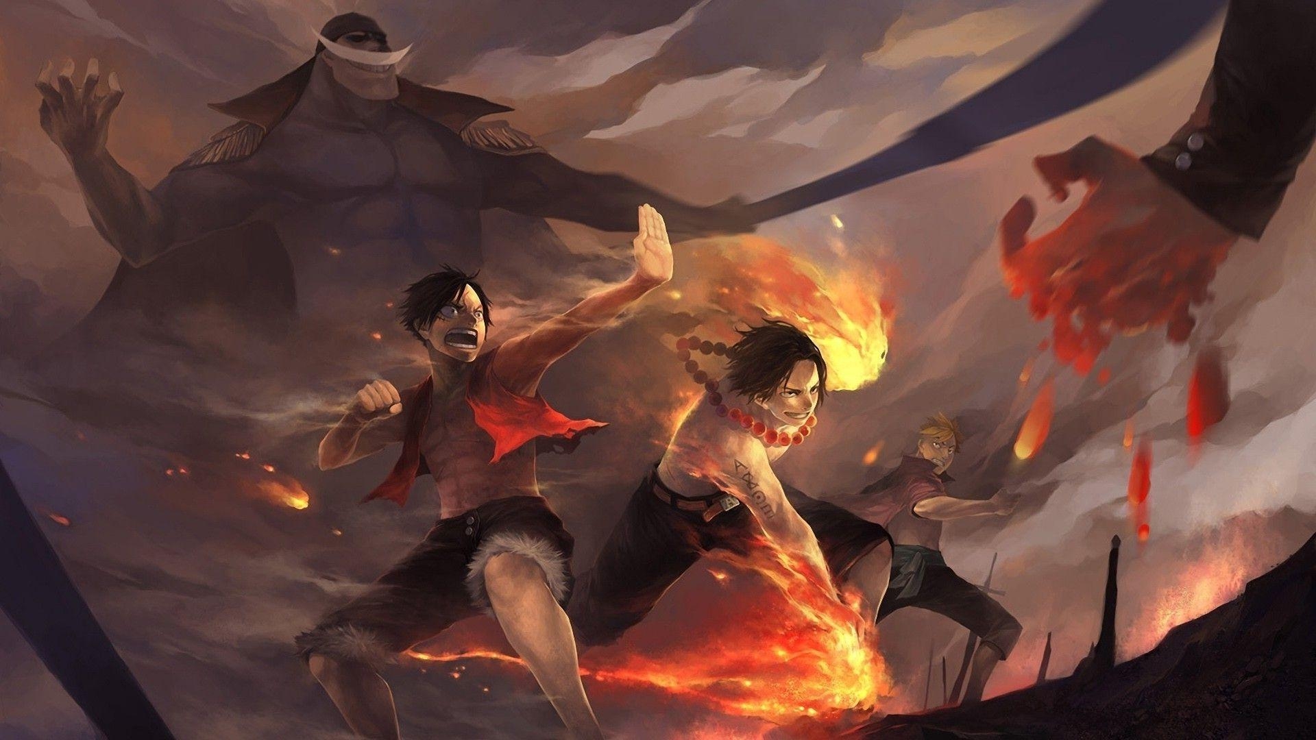 1920x1080 anime, One Piece, Monkey D. Luffy, Portgas D. Ace, Whitebeard, Desktop