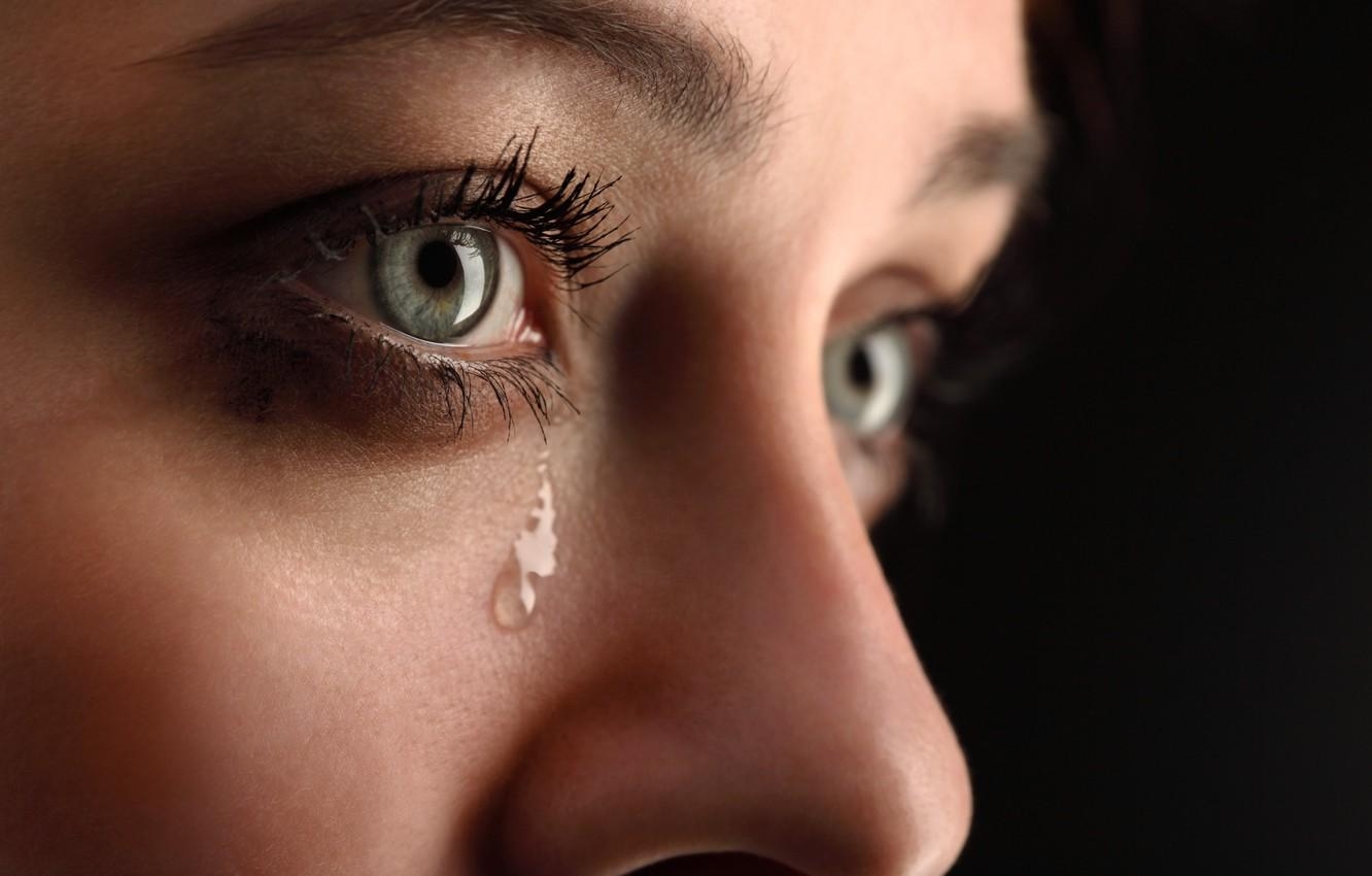 1340x850 Photo Wallpaper Woman, Eyes, Tears, Crying Tears, Desktop