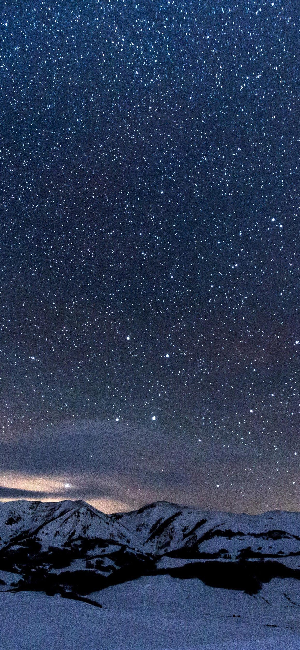 1250x2690 Sky Full Of Stars Snowy Mountains 5k iPhone XS MAX, Phone