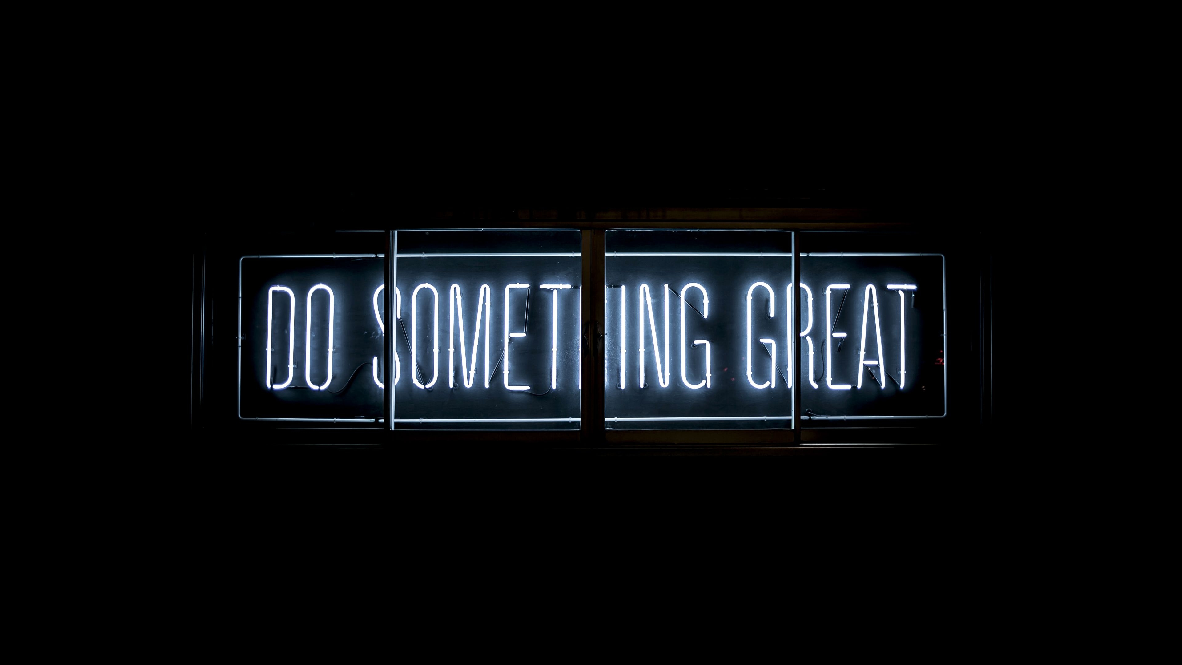 3840x2160 Do Something Great Wallpaper 4K, Neon Glow, Inspirational Quotes, Black Dark, Desktop