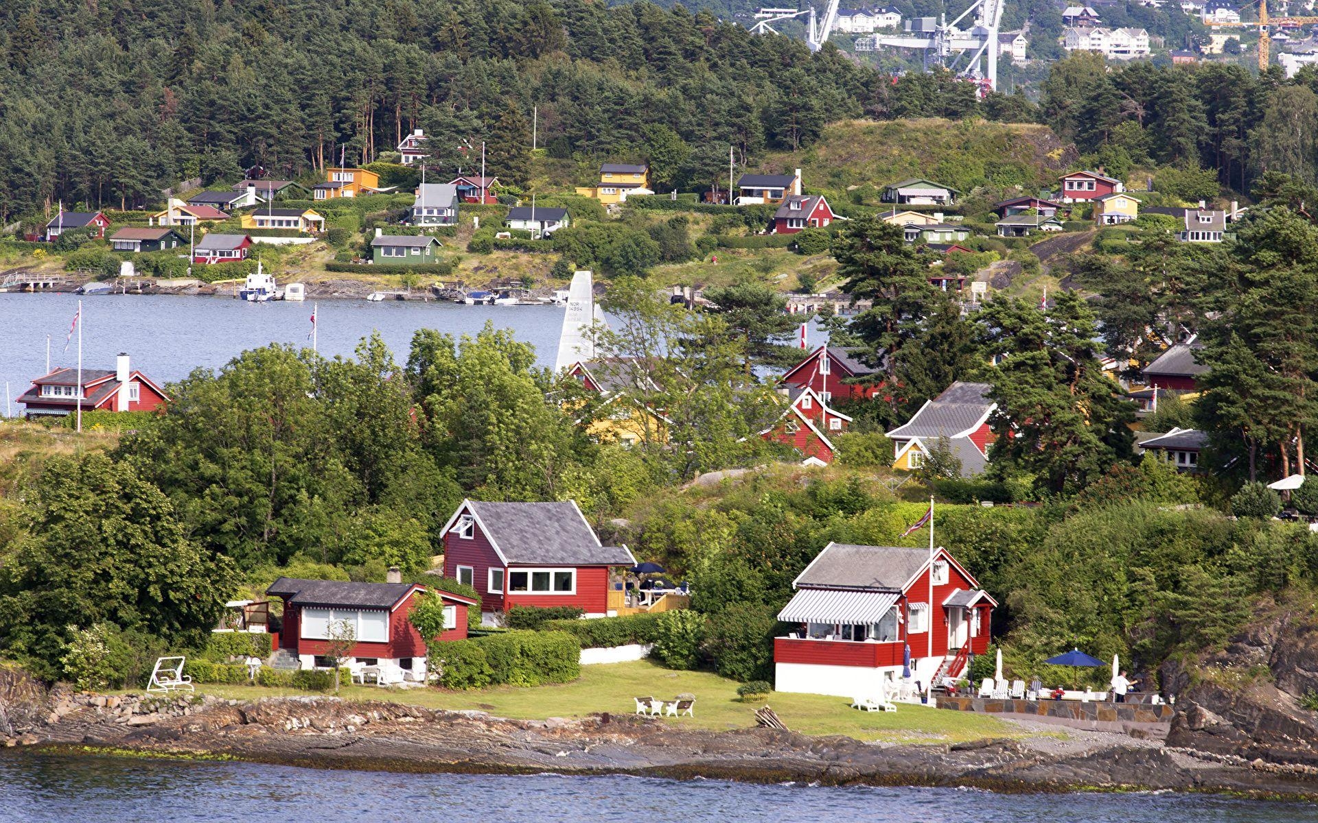 1920x1200 Wallpaper Norway Nakkholmen Island Oslo Cities Houses, Desktop