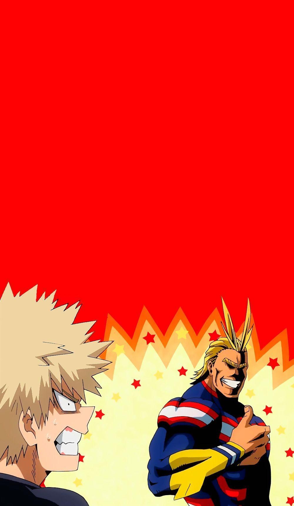 1000x1720 Bakugo and All Might. Wallpaper. Fondos. Hero, My hero academia, Phone