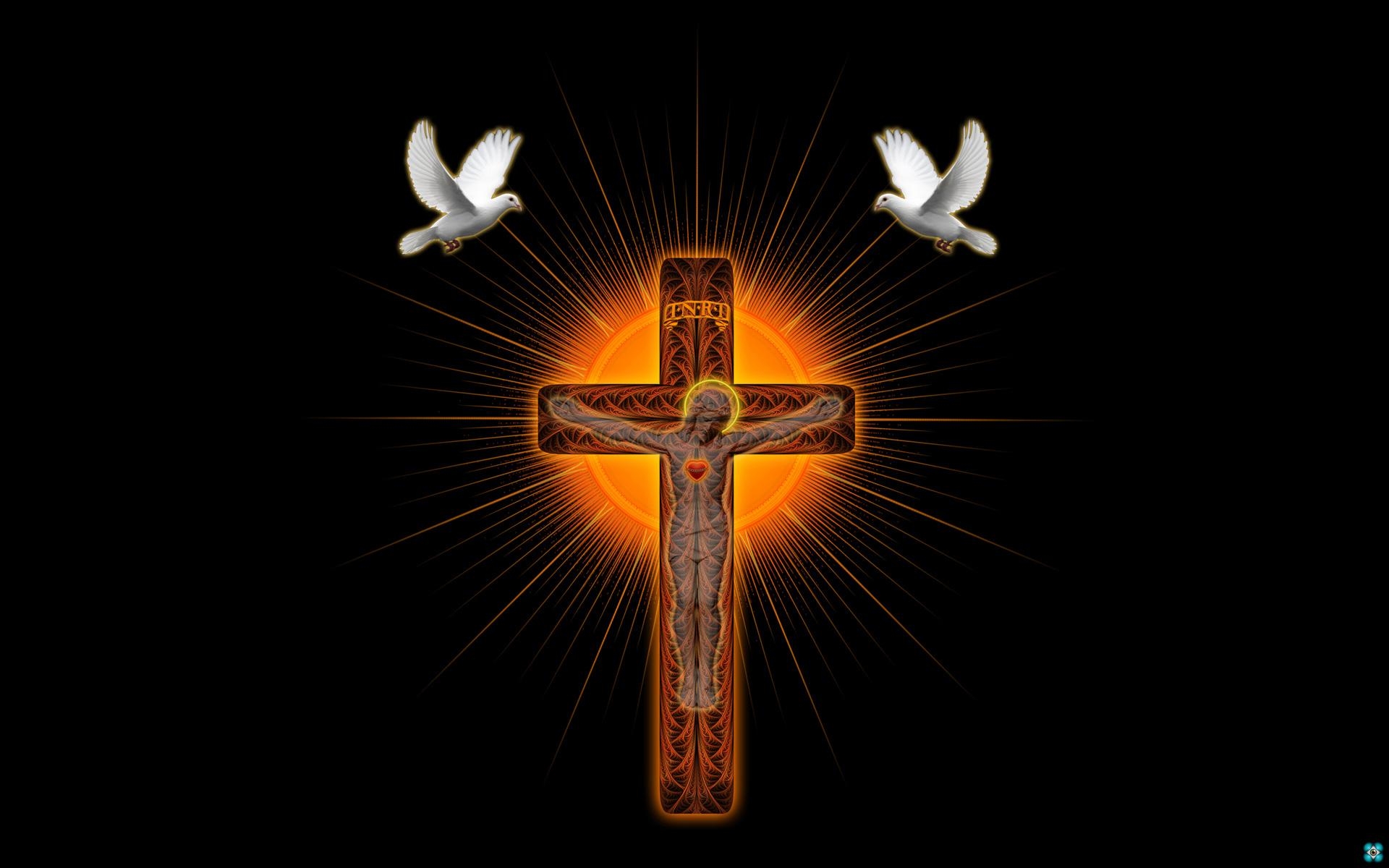 1920x1200 Cross shrine pigeons 3D art religion catholic jesus doves birds, Desktop