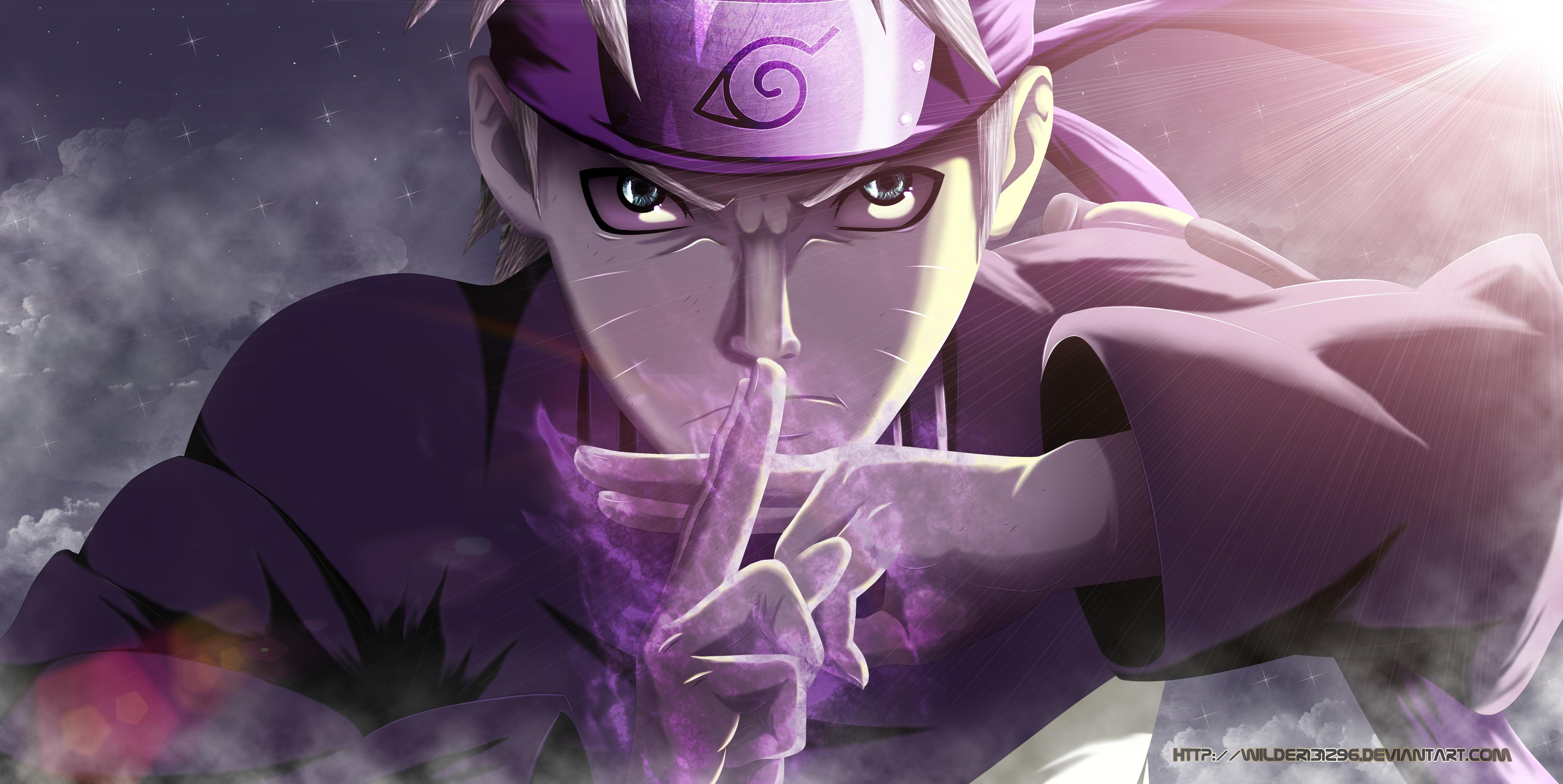 4860x2440 Naruto Uzumaki Purple Power Anime Wallpaper, Desktop