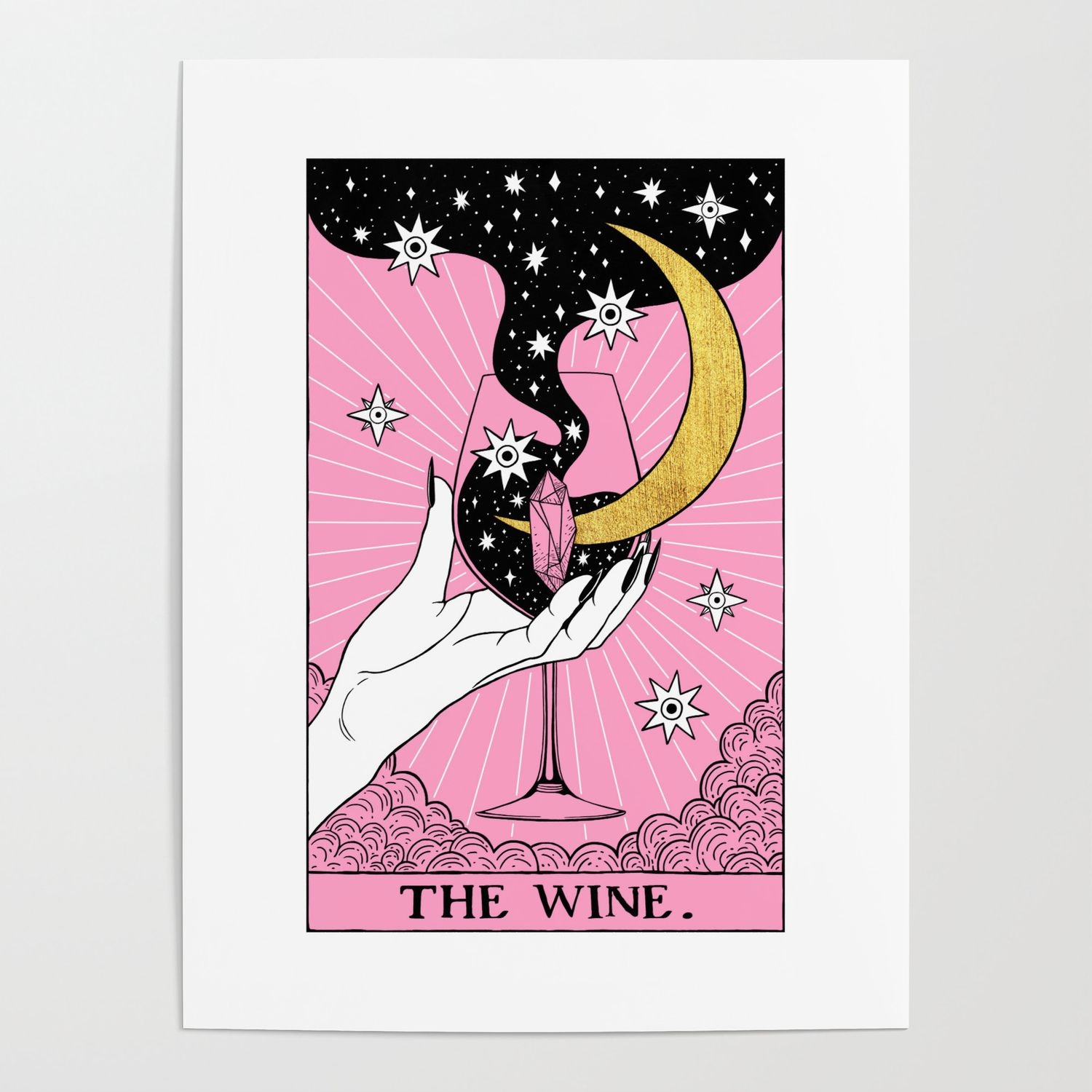 1500x1500 Pink Tarot card. The Wine Poster, Phone