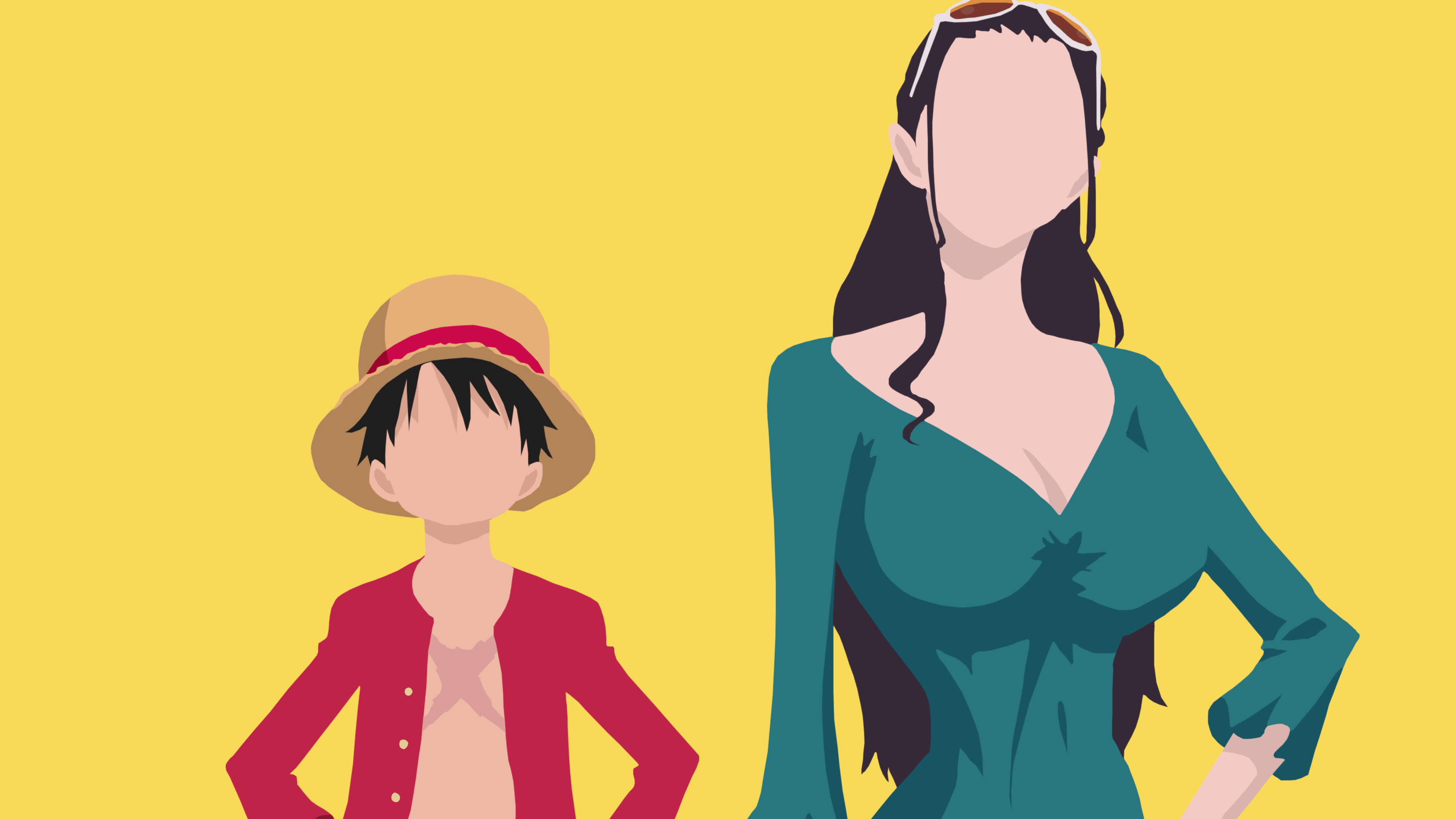 3840x2160 luffy y nicon robin one piece minimalist 4k Ultra HD Wallpaper, Desktop