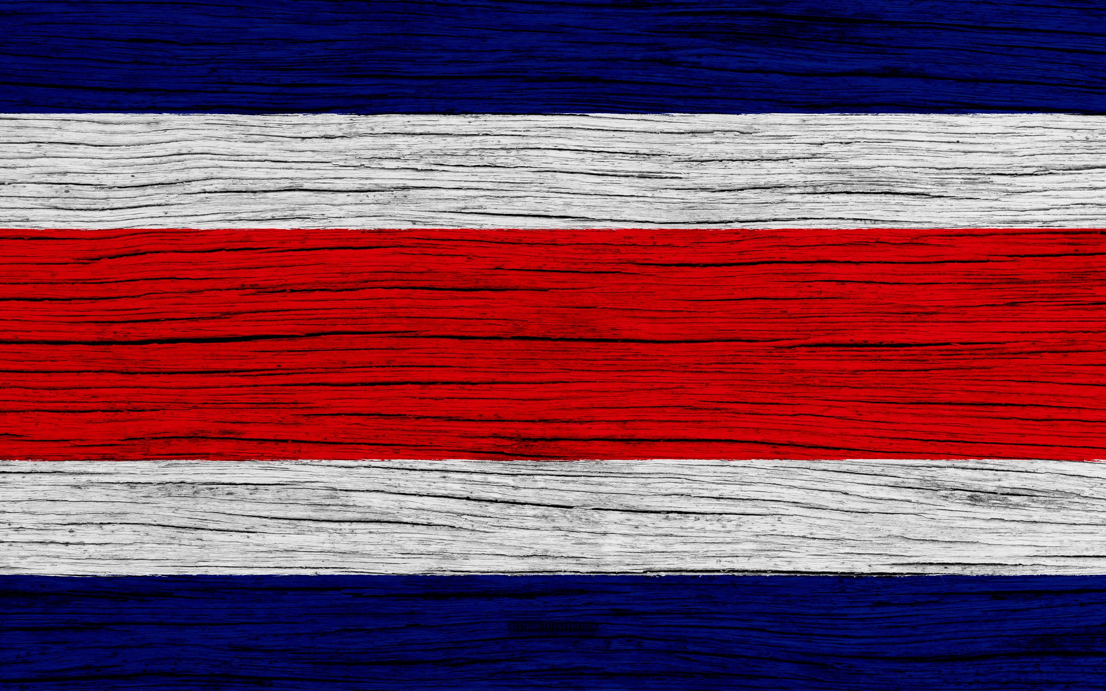 3840x2400 Download wallpaper Flag of Costa Rica, 4k, North America, wooden, Desktop