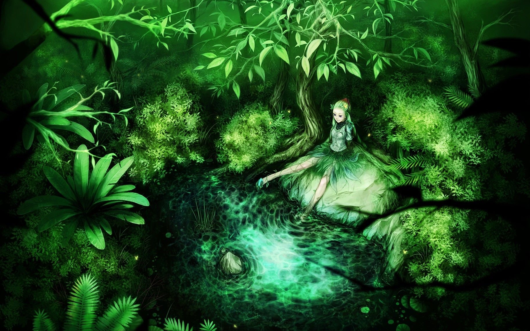 1830x1140 Green Anime Wallpaper Free Green Anime Background, Desktop