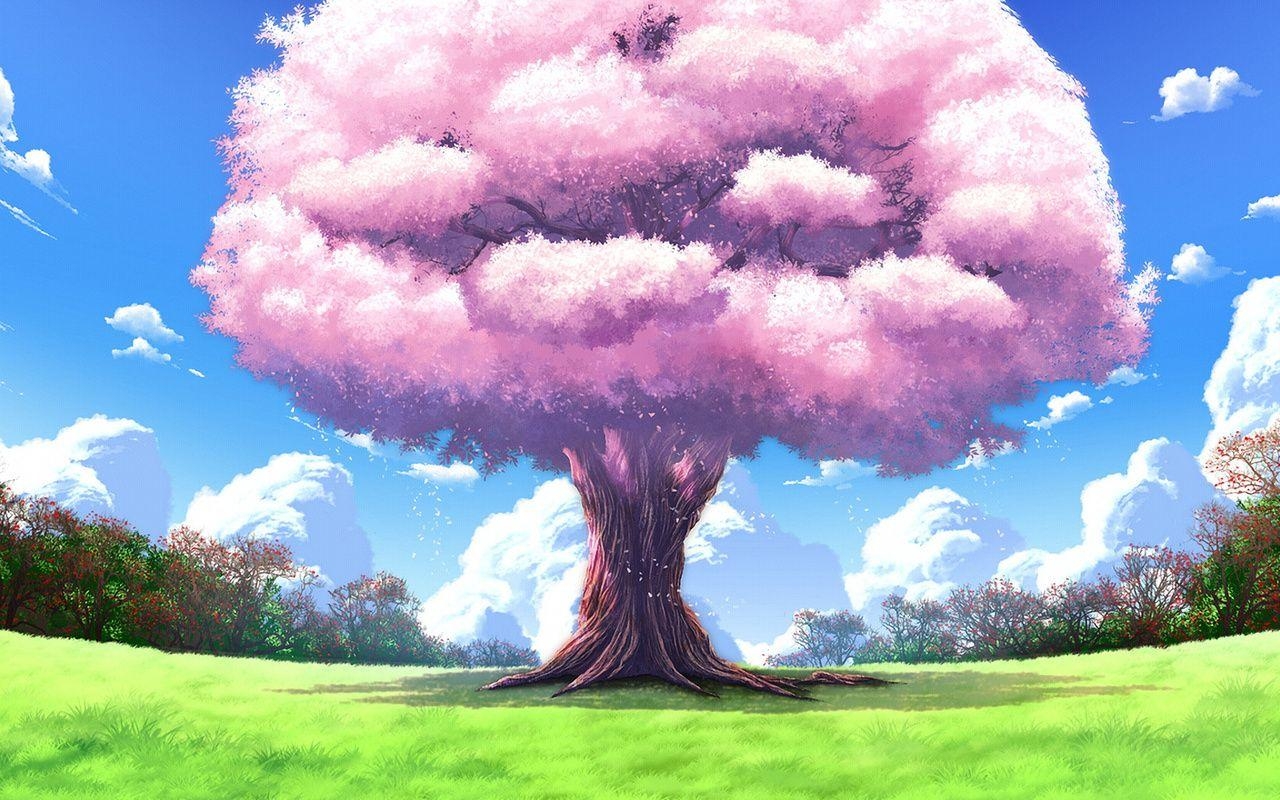 1280x800 Anime, Landscapes, Tree, Nature, Art, Upscale Wallpaper, Desktop