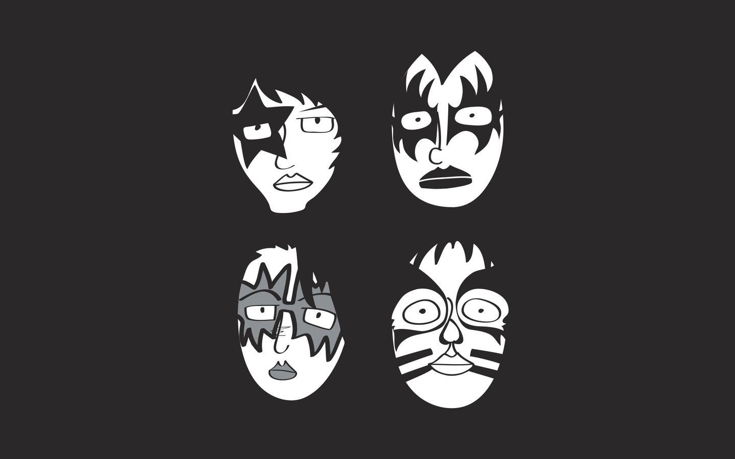 1440x900 Kiss Band Faces Black and White HD Wallpaper. Home of Wallpaper, Desktop