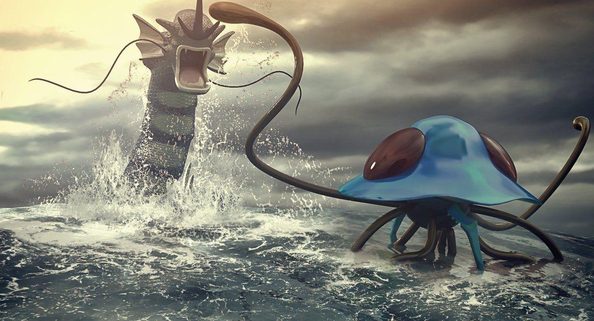 1220x660 Pokemon Battle Gyarados VS Tentacruel, Desktop