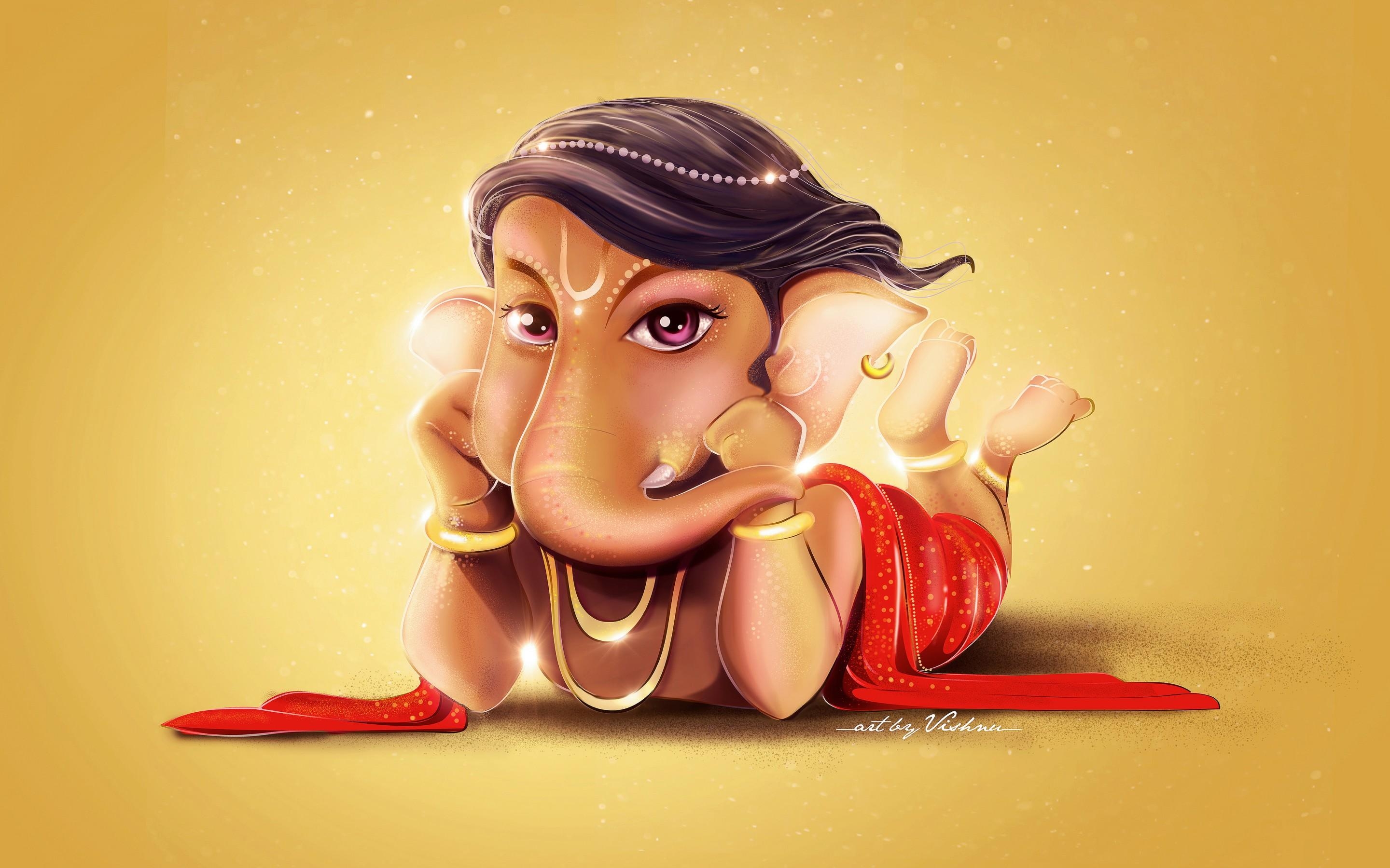 2880x1800 Wallpaper Lord Ganesha, Cute, Digital art, HD, 4K, Creative, Desktop