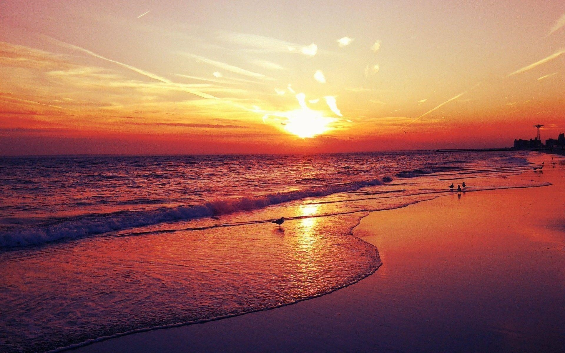 1920x1200 Sunset Beach Wallpaper, Desktop