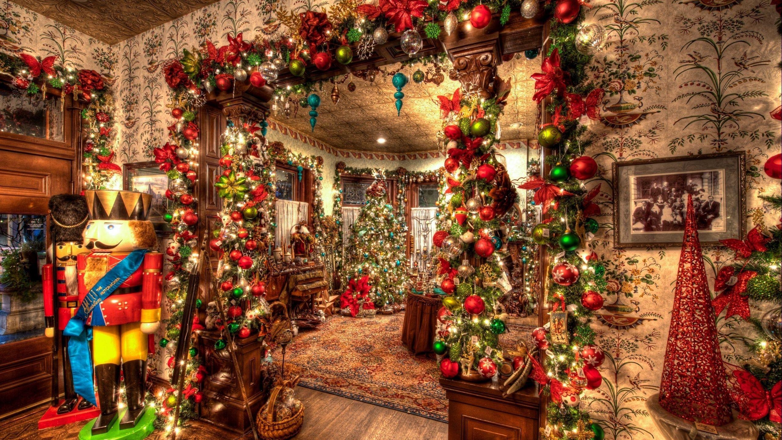 2560x1440 Vintage Christmas Wallpaper Widescreen The Season, Desktop