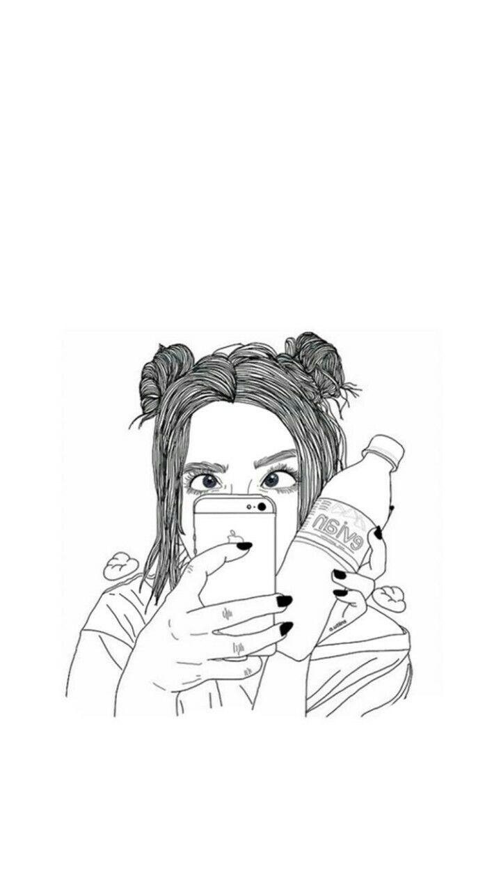 720x1280 Draw, Girl, Outline, Tumblr, Wallpaper Image Wallpaper, Phone