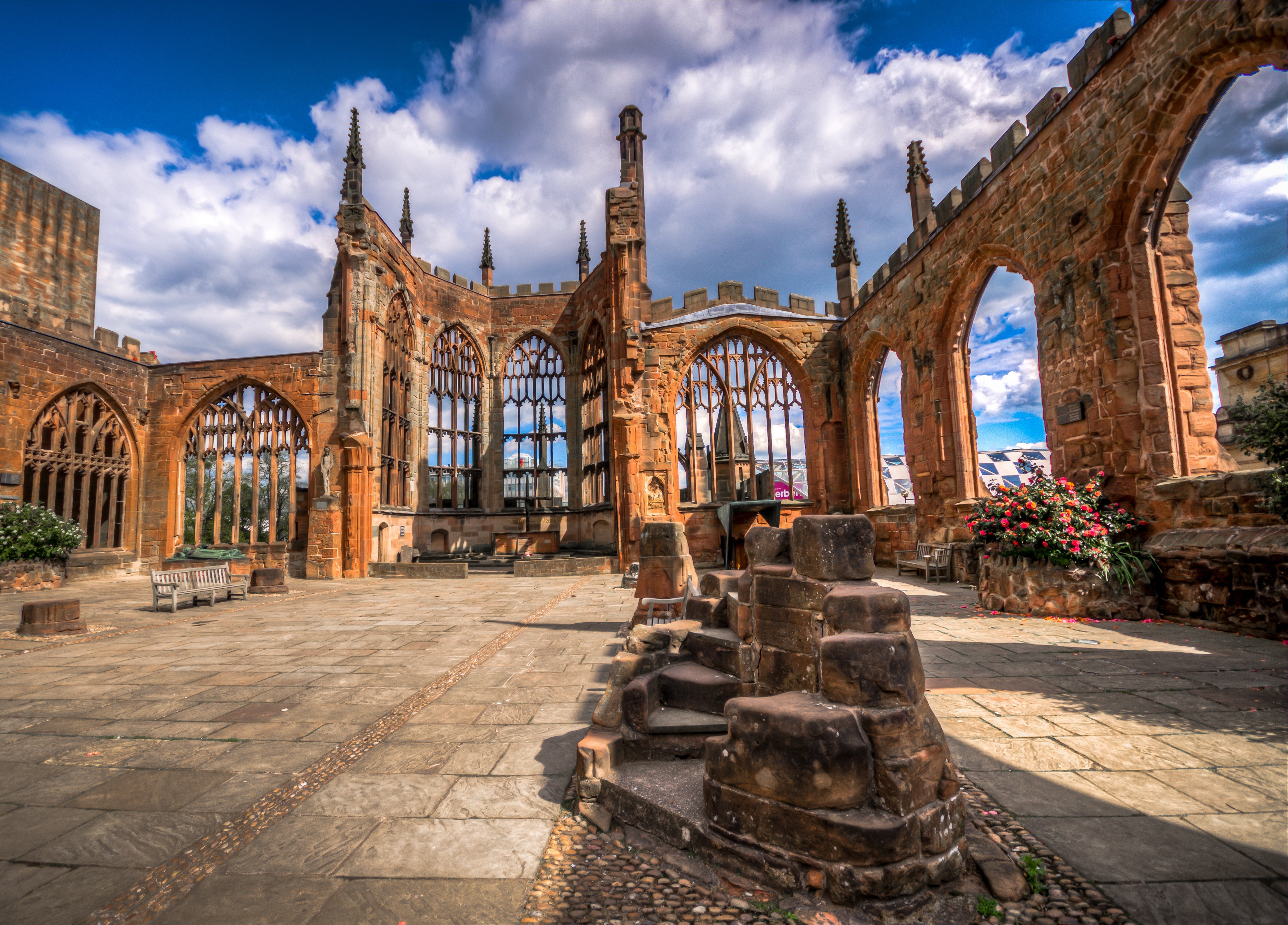 4570x3280 Wallpaper, landscape, building, sky, HDR, Nikon, arch, church, cathedral, ruins, tree, d sigma, nikond facade, sigma tonemapped, ancient history, historic site, middle ages, coventry, hacienda, medieval architecture, stmichaels, Desktop