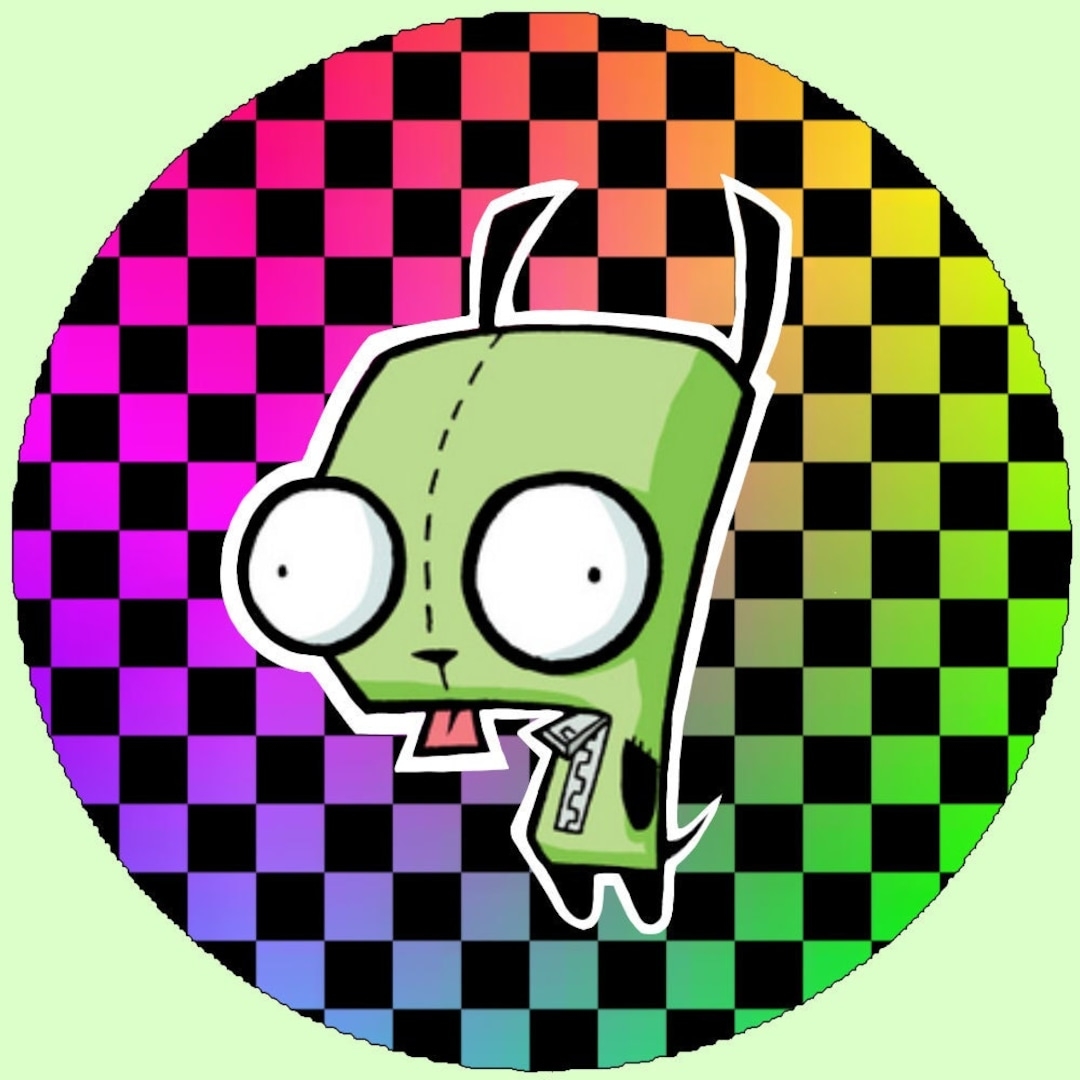 1080x1080 Invader Zim Gir With Rainbow Checkered, Phone