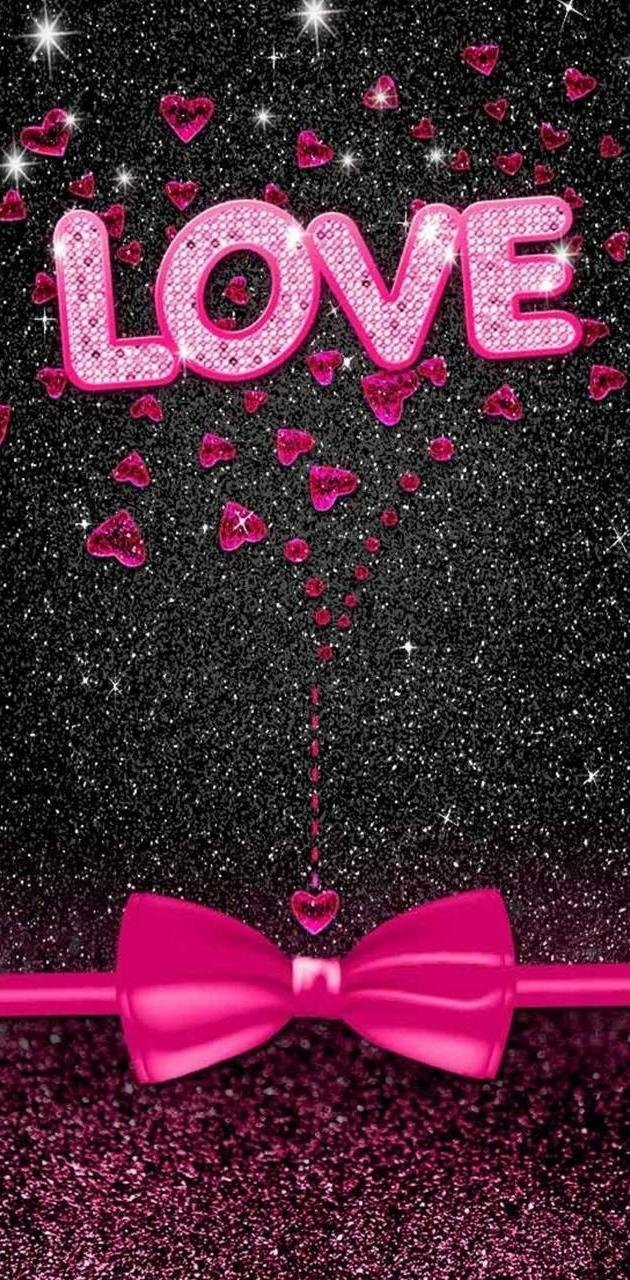 630x1280 Pink sparkle bow wallpaper, Phone