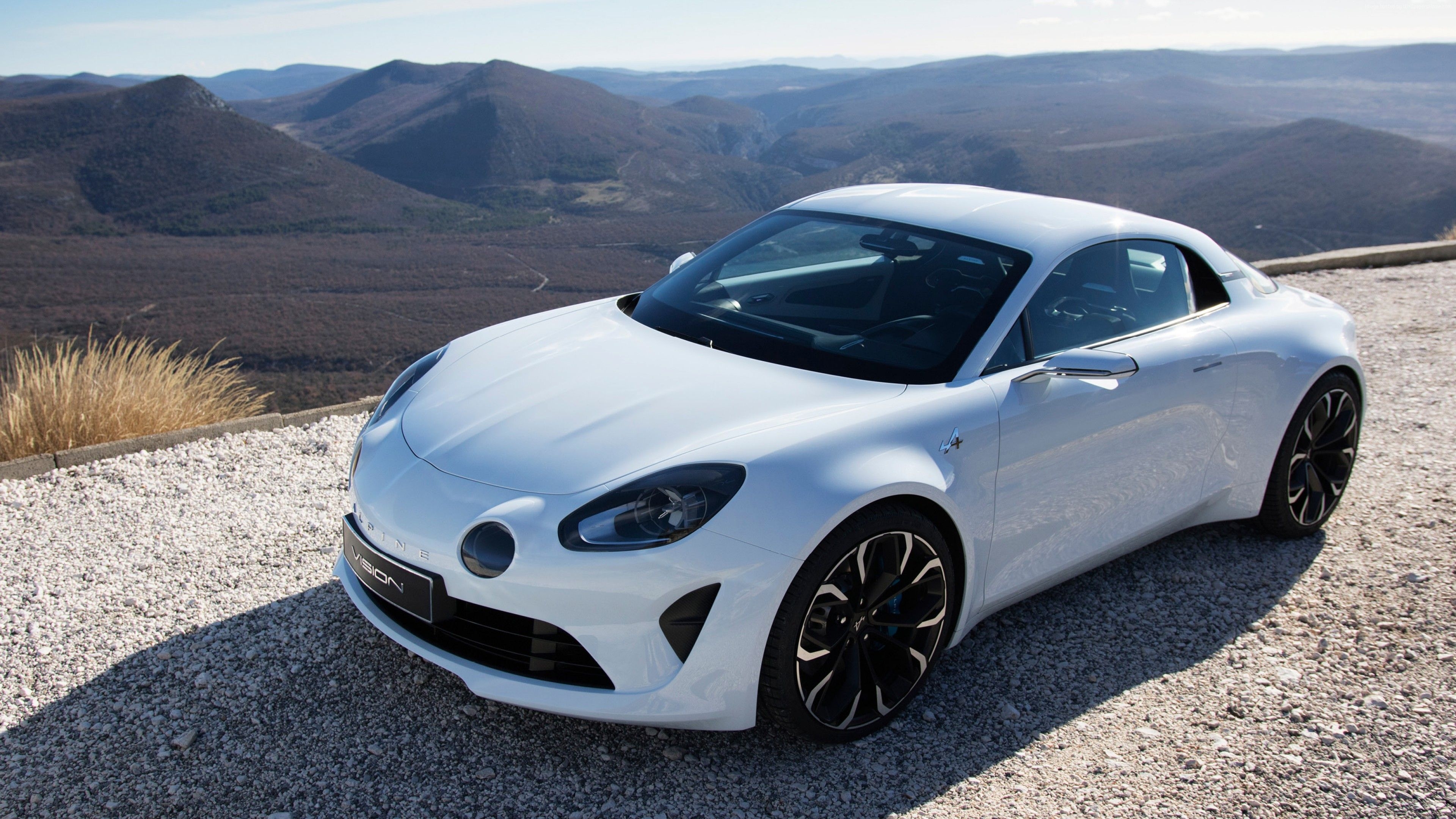 3840x2160 White Alpine A110 on the road wallpaper and image, Desktop