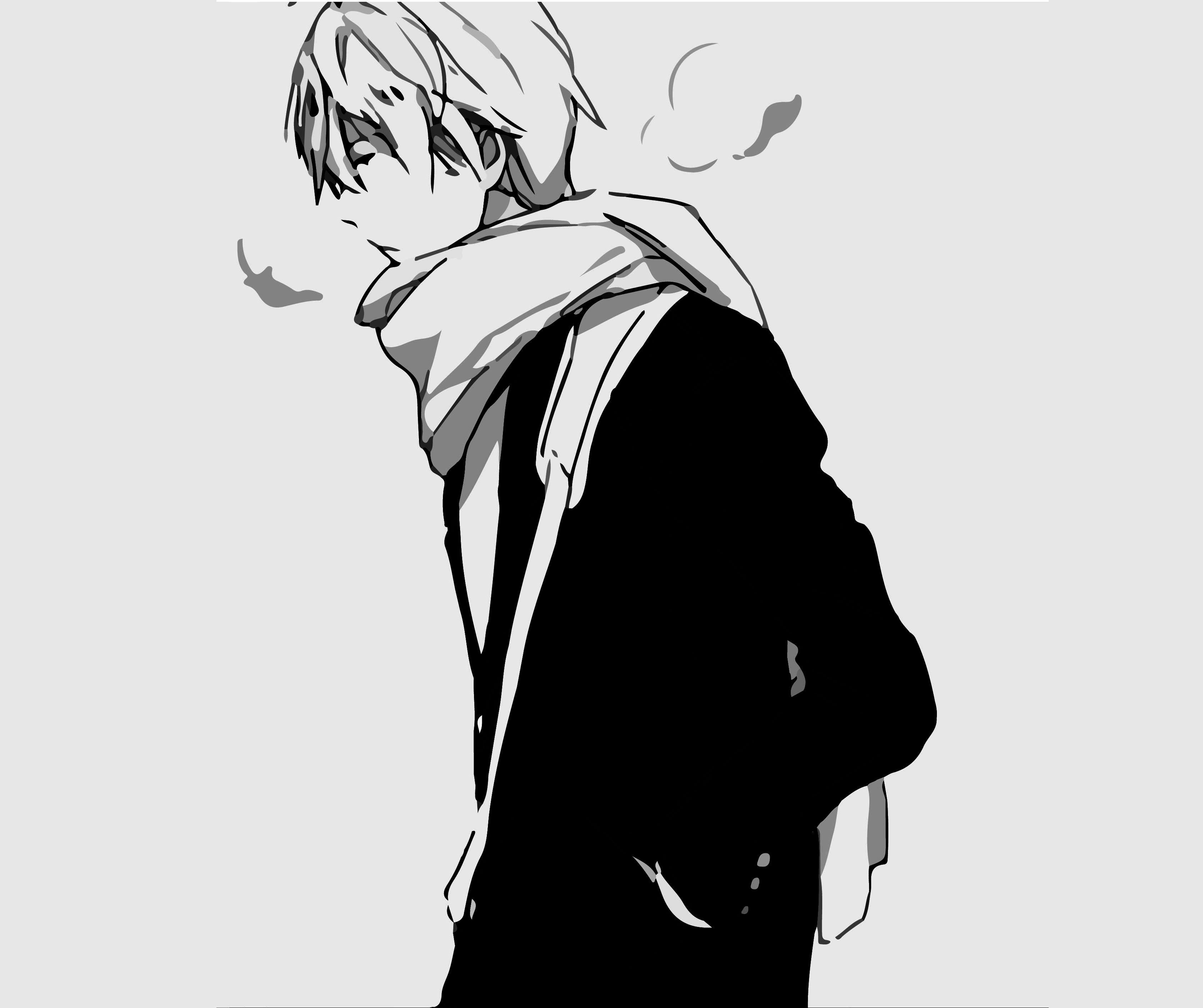 3370x2830 Sketch Sad Feeling Boy Wallpaper Sad Anime Boy Image, Desktop