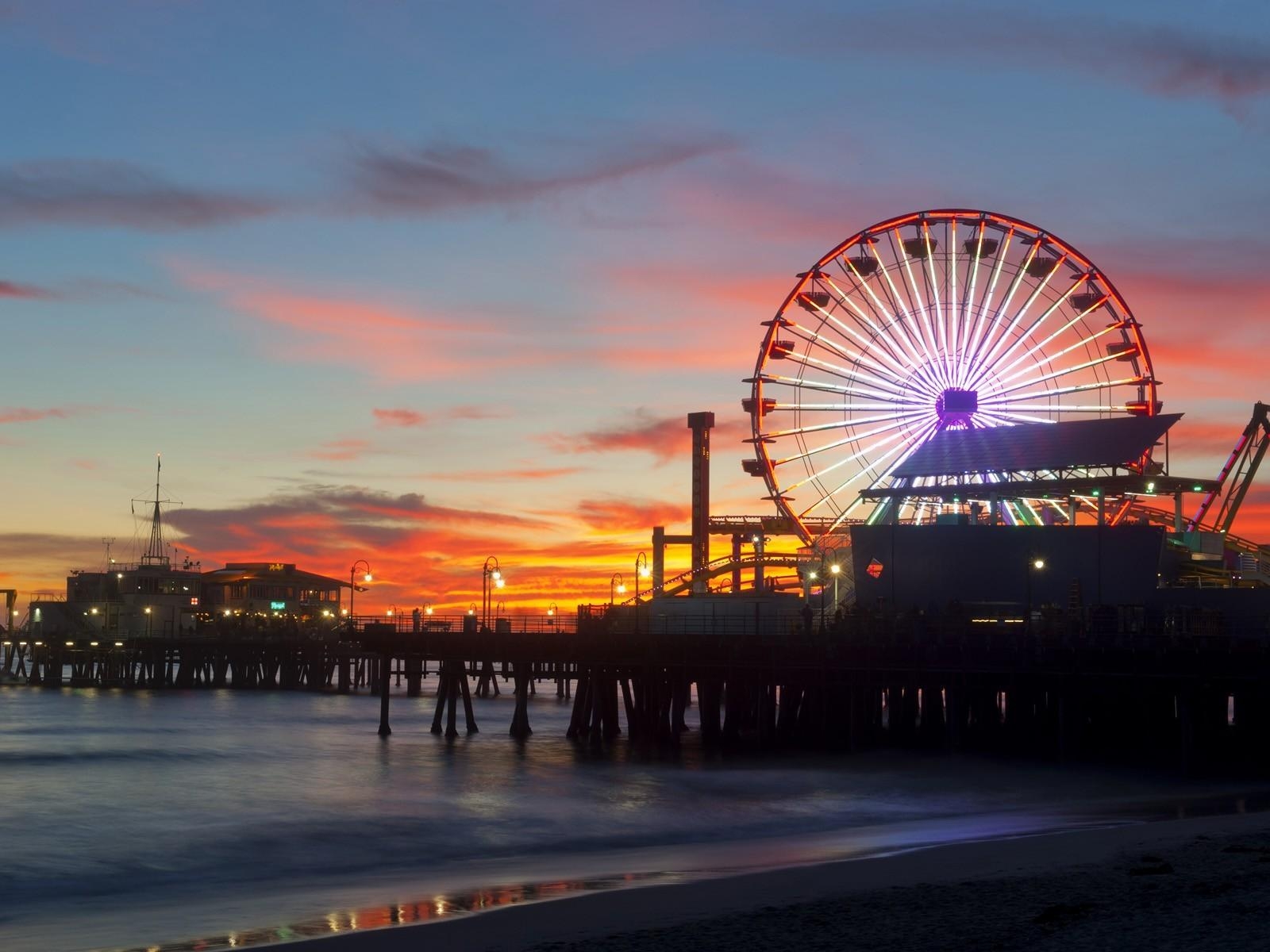 1600x1200 Sunset pier california santa monica wallpaper, Desktop