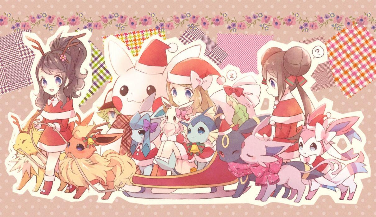 1210x700 Pokemon bell bow christmas eevee espeon flareon flowers glaceon hat, Desktop