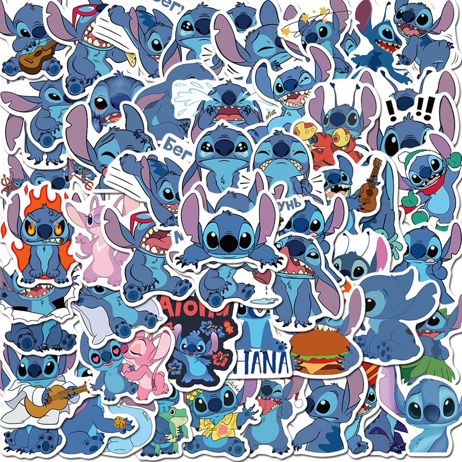 1600x1600 Meet Holiday Cute Stitch Decoration Stickers Waterproof Vinyl Scrapbook Stickers Car Motorcycle Bicycle Luggage Decal 50 PCS Laptop Stickers (Lilo & Stitch), Phone