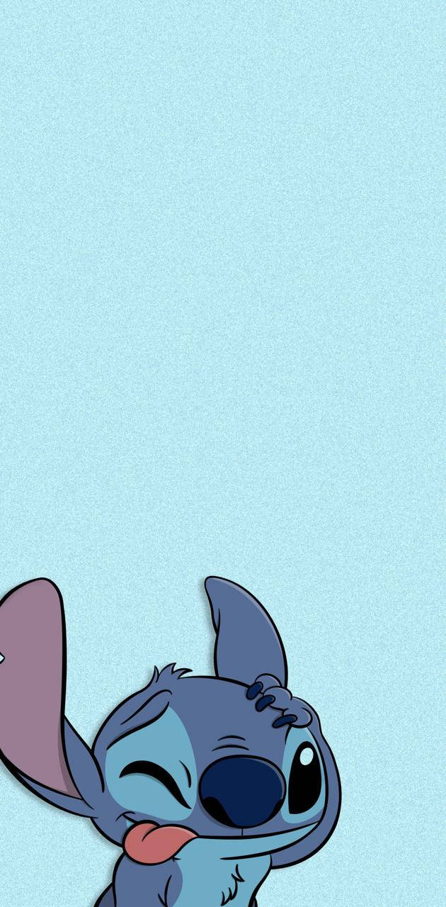 630x1280 Download Aesthetic Blue Stitch Tongue Out Wallpaper, Phone