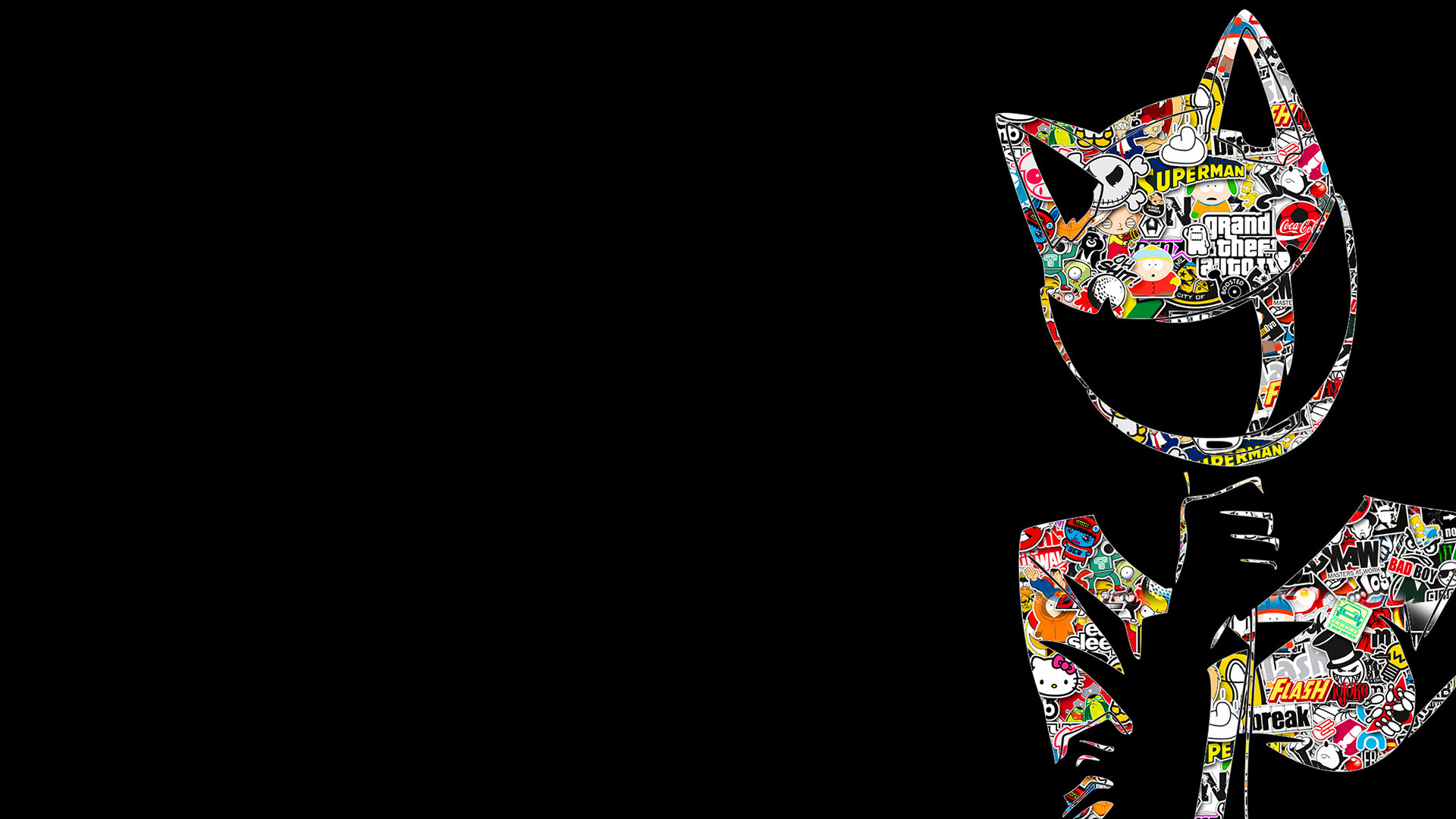 1920x1080 anime Girls, Black, Anime, Durarara!!, Celty Sturluson, Sticker Bomb Wallpaper HD / Desktop and Mobile Background, Desktop