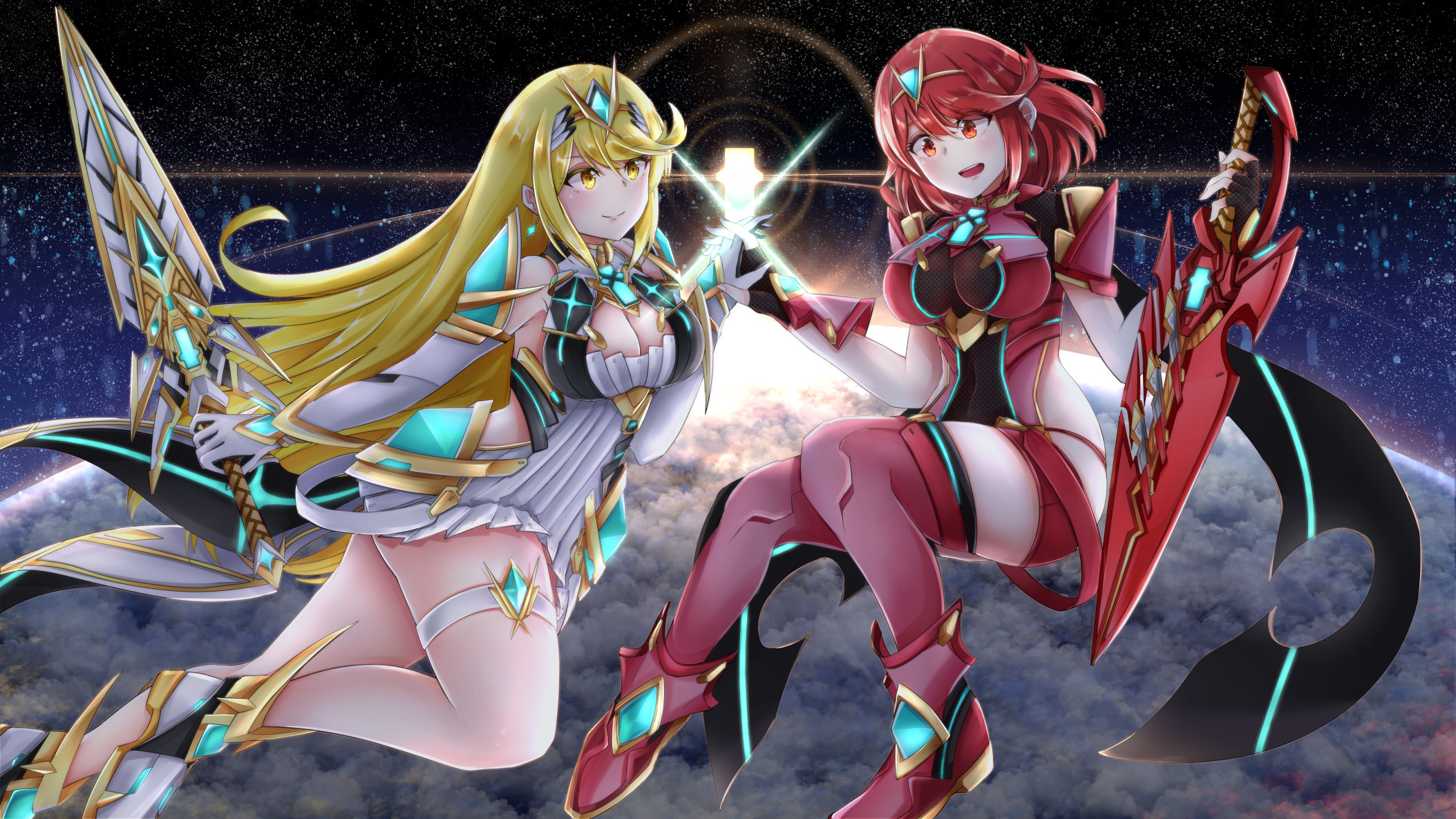 2110x1190 Pyra & Mythra (Xenoblade 2) (discord.gg PxbRmb2), Desktop