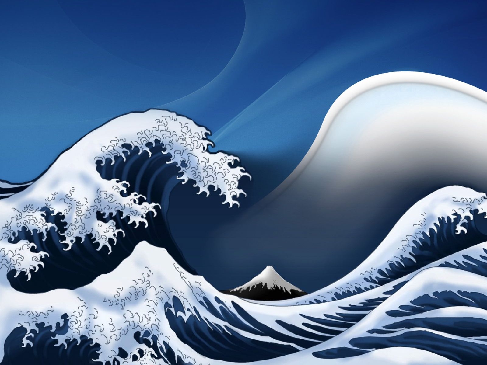 1600x1200 Free download waves digital art the great wave off kanagawa HD, Desktop