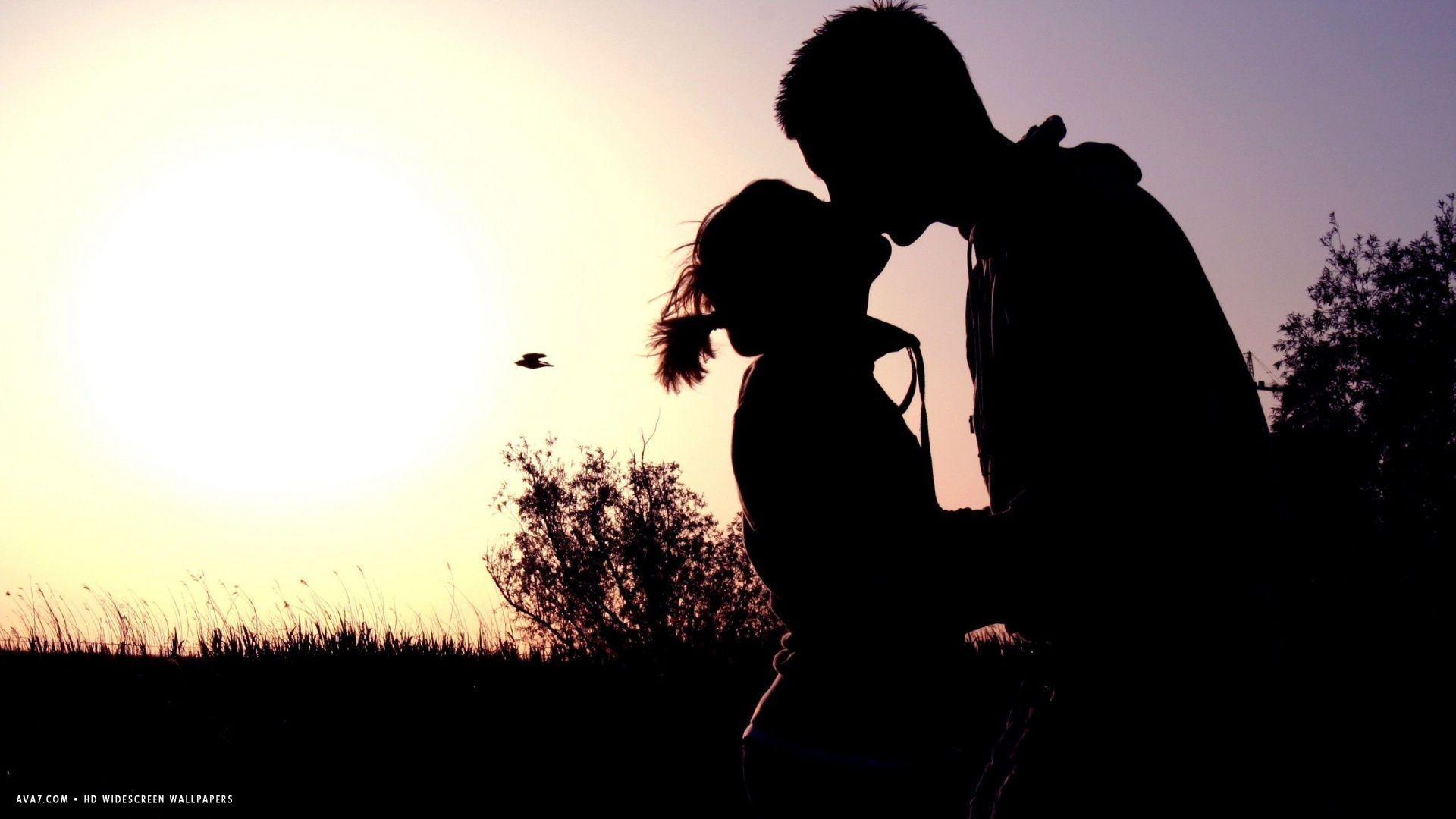 1920x1080 romantic kiss kissing sunset shadow couple love HD widescreen, Desktop