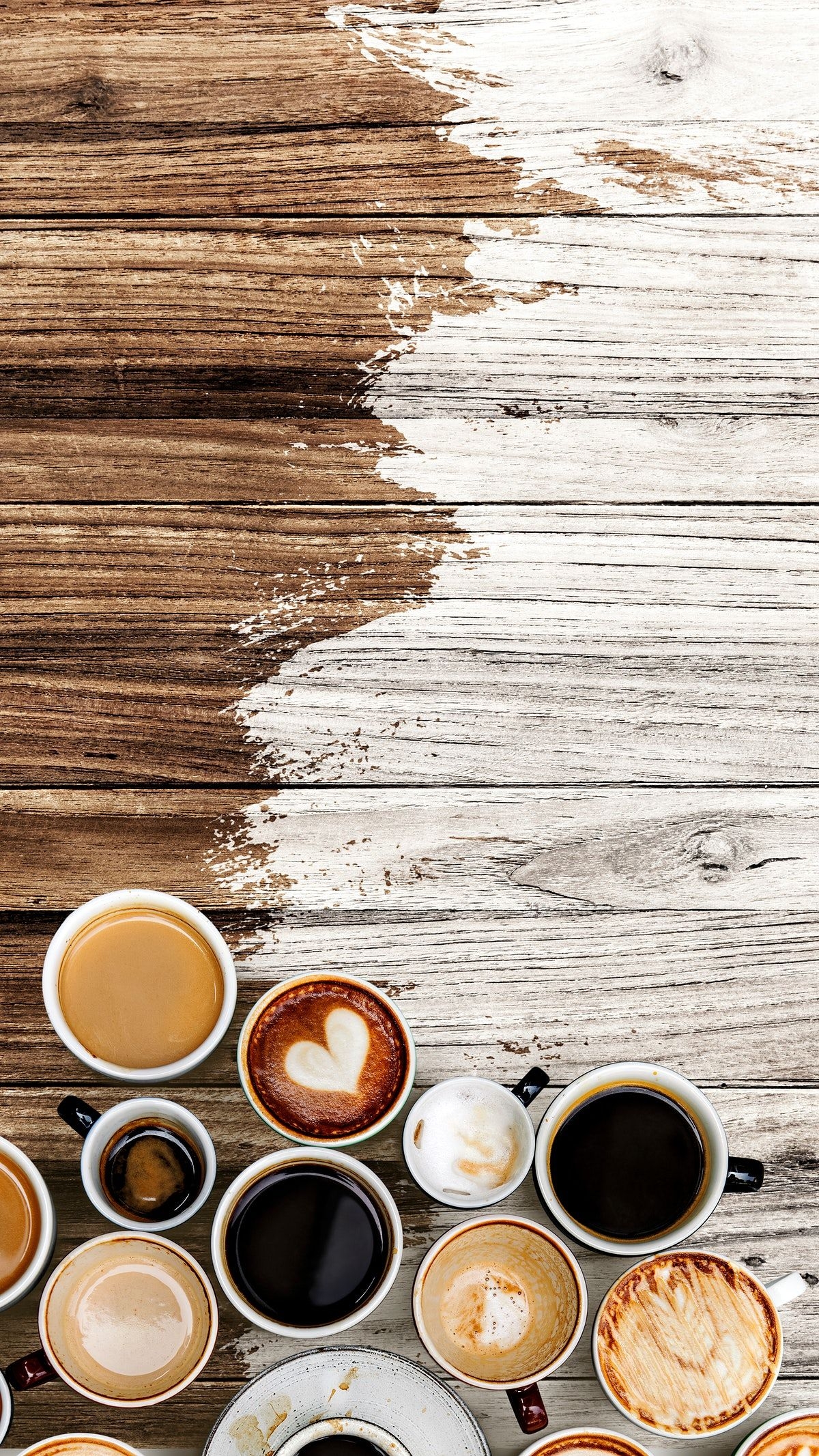 1200x2140 Coffee mugs on a pale white and brown wooden textured background. free image. Coffee wallpaper iphone, Coffee wallpaper, Coffee image, Phone