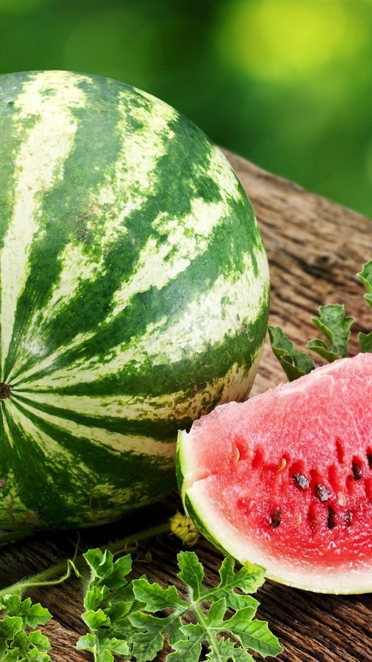 750x1340 Summer Fruit, Watermelon, Green Leaves 828x1792 IPhone 11 XR Wallpaper, Background, Picture, Image, Phone