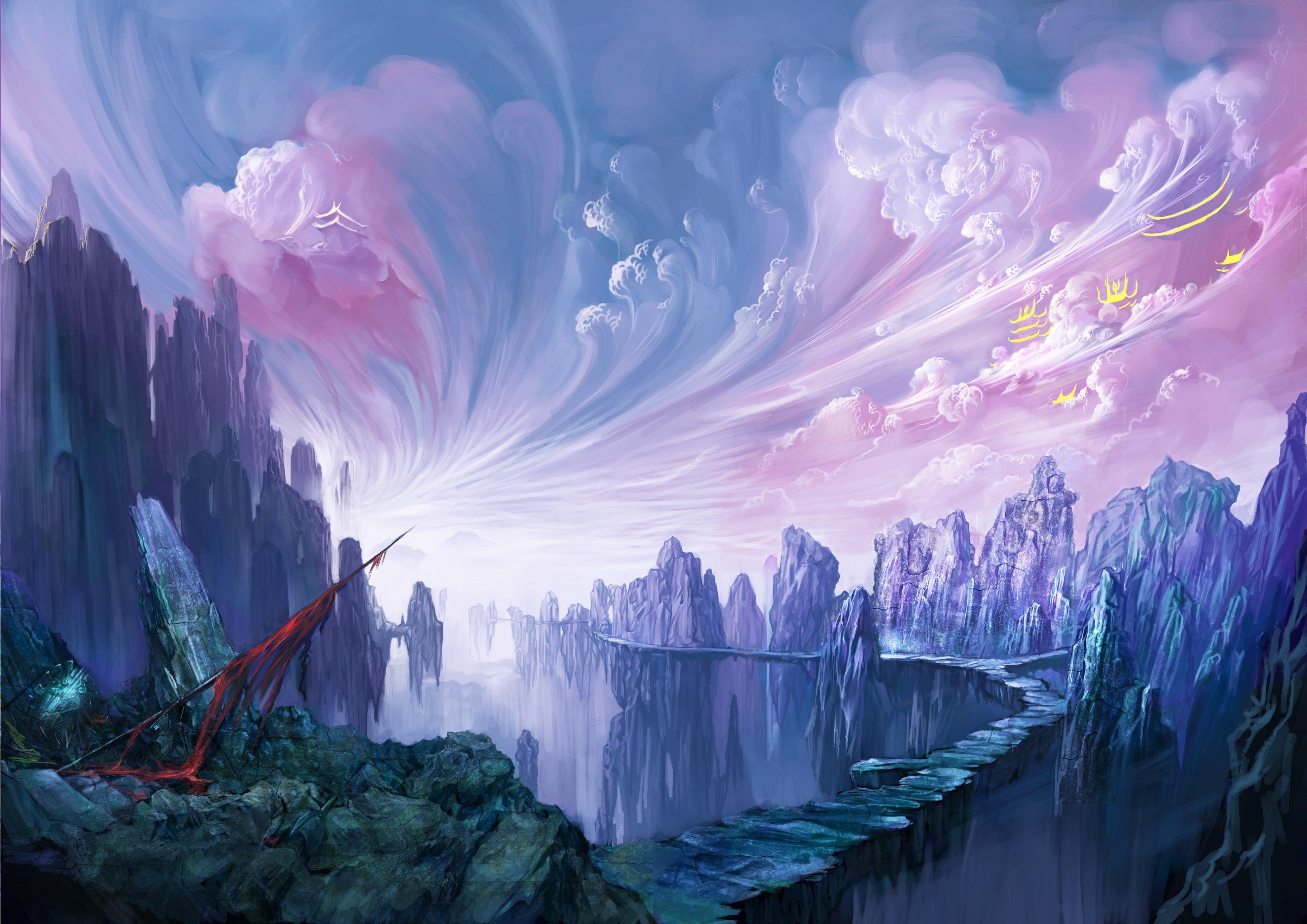 4680x3310 Fantastic world Clouds Fantasy magic magical landscape wallpaperx3307, Desktop