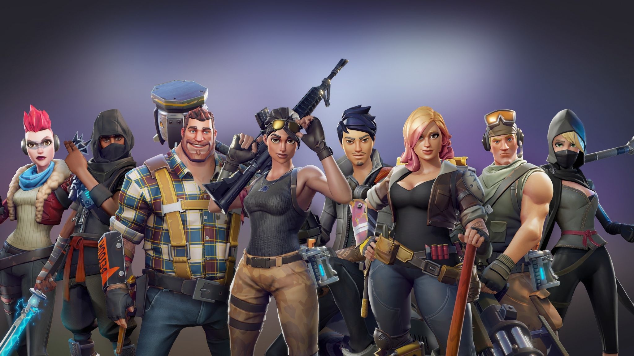 2050x1160 Download  wallpaper all characters, video game, fortnite, Desktop